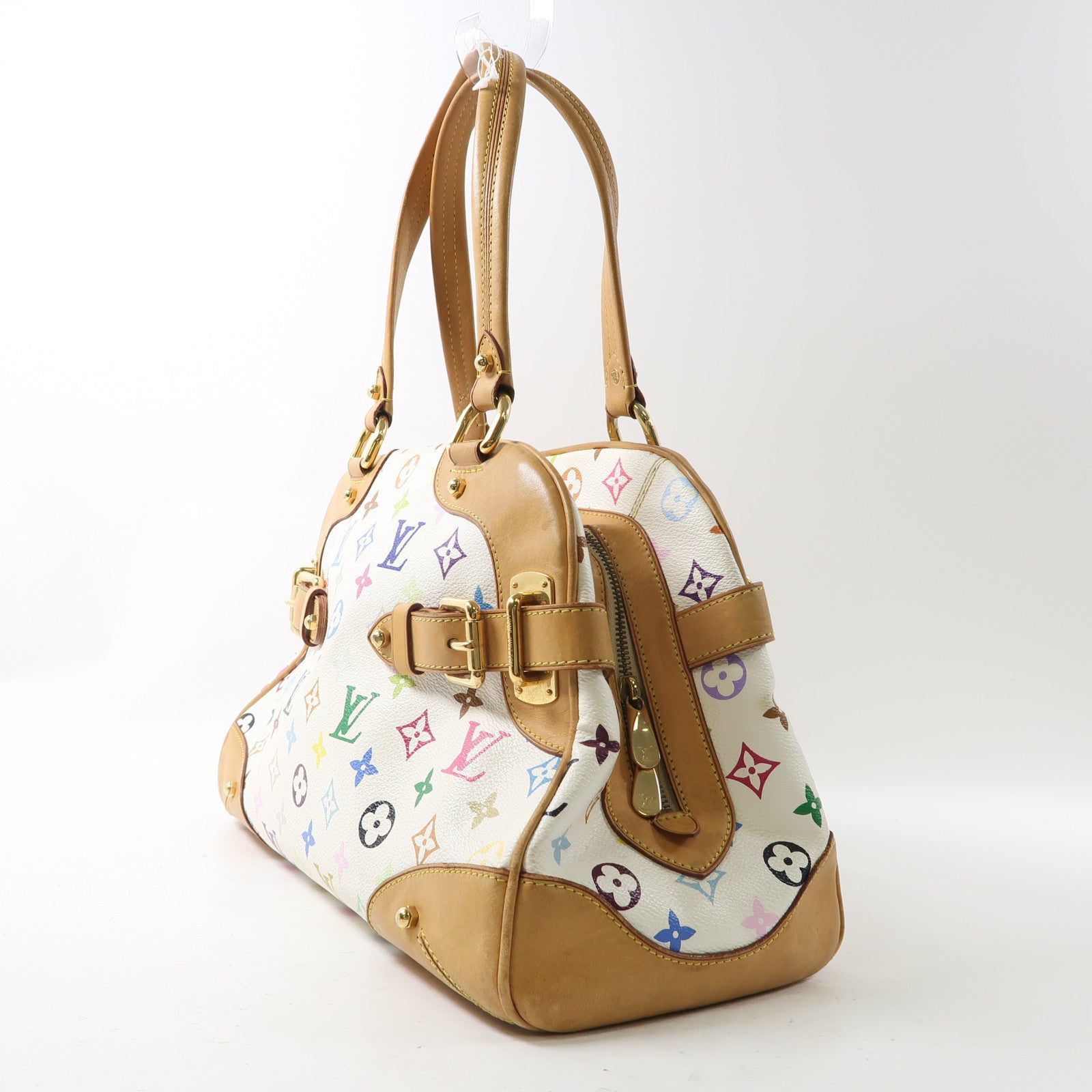 LOUIS VUITTON Monogram Multicolore Claudia金扣肩背袋白色/彩色