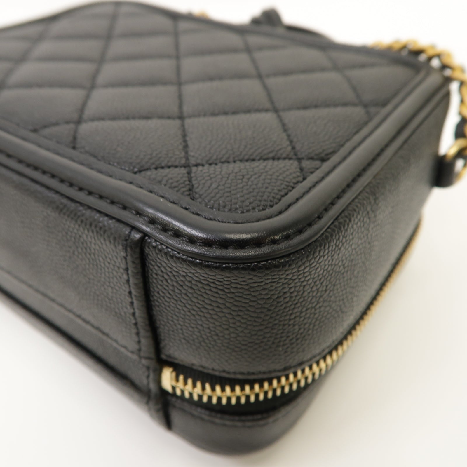 CHANEL 【激減優惠】菱格Caviar皮革Vanity Case金扣手挽肩背兩用袋黒色