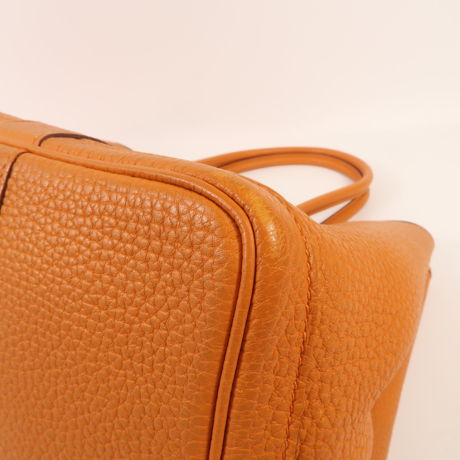 HERMES Negonda皮革Garden Party PM銀扣手挽袋Orange