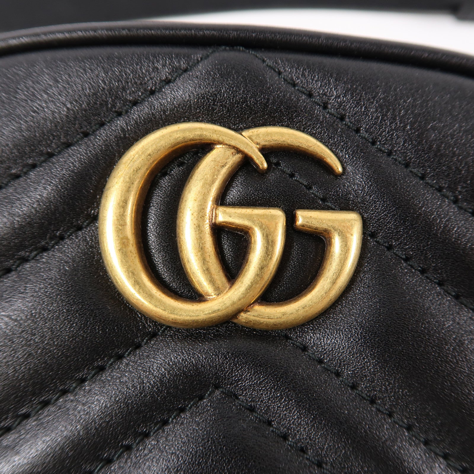 GUCCI 【激減優惠】斜紋牛皮皮革GG Marmont Waist Bag金扣腰包黑色