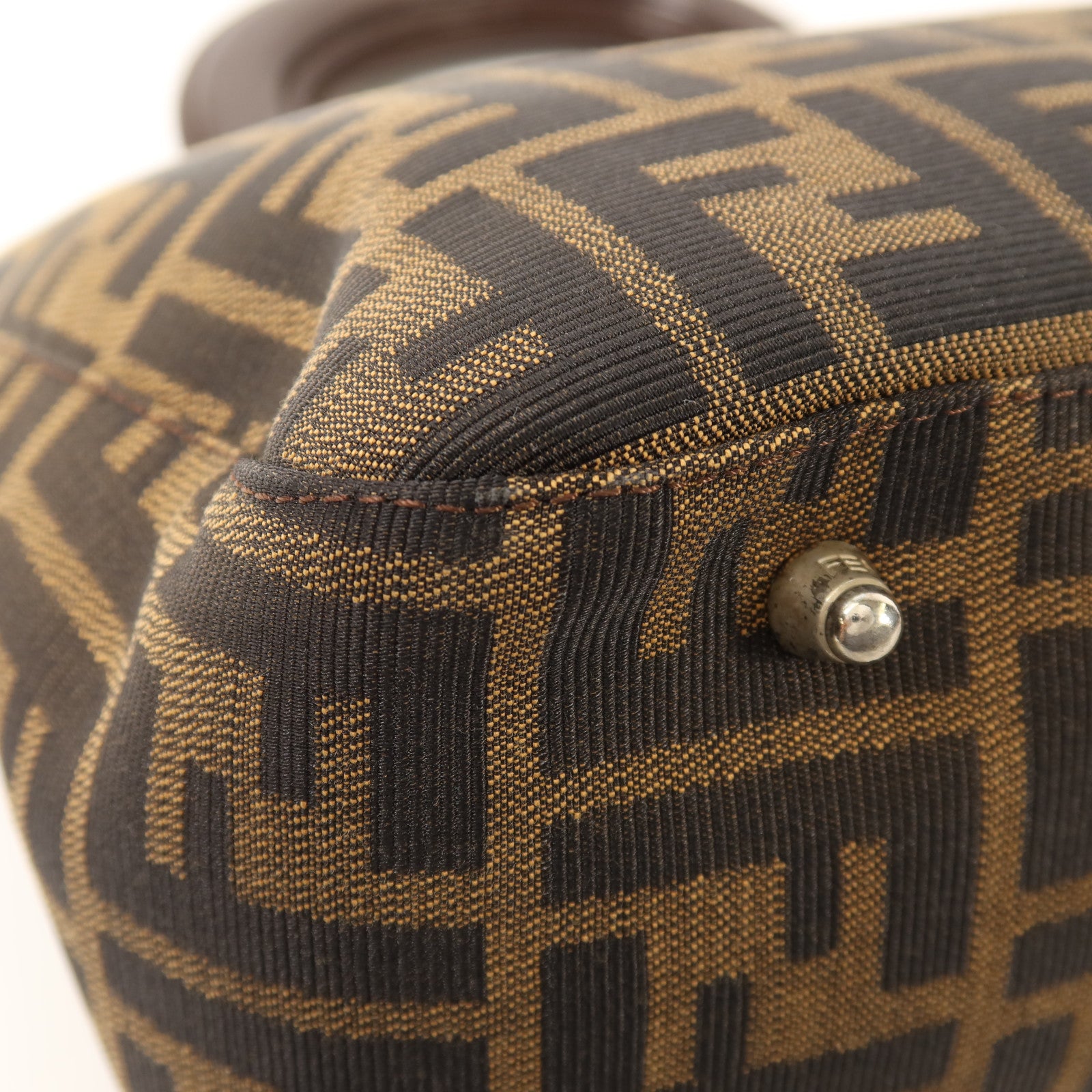 FENDI 帆布Zucca Small Tote Bag銀扣手挽袋