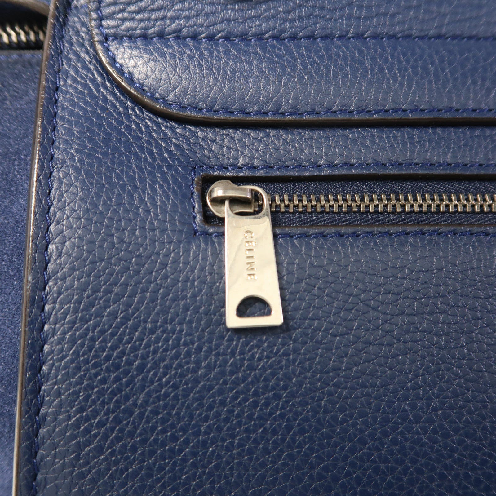 CELINE 牛皮皮革Trapeze銀扣手挽肩背兩用袋