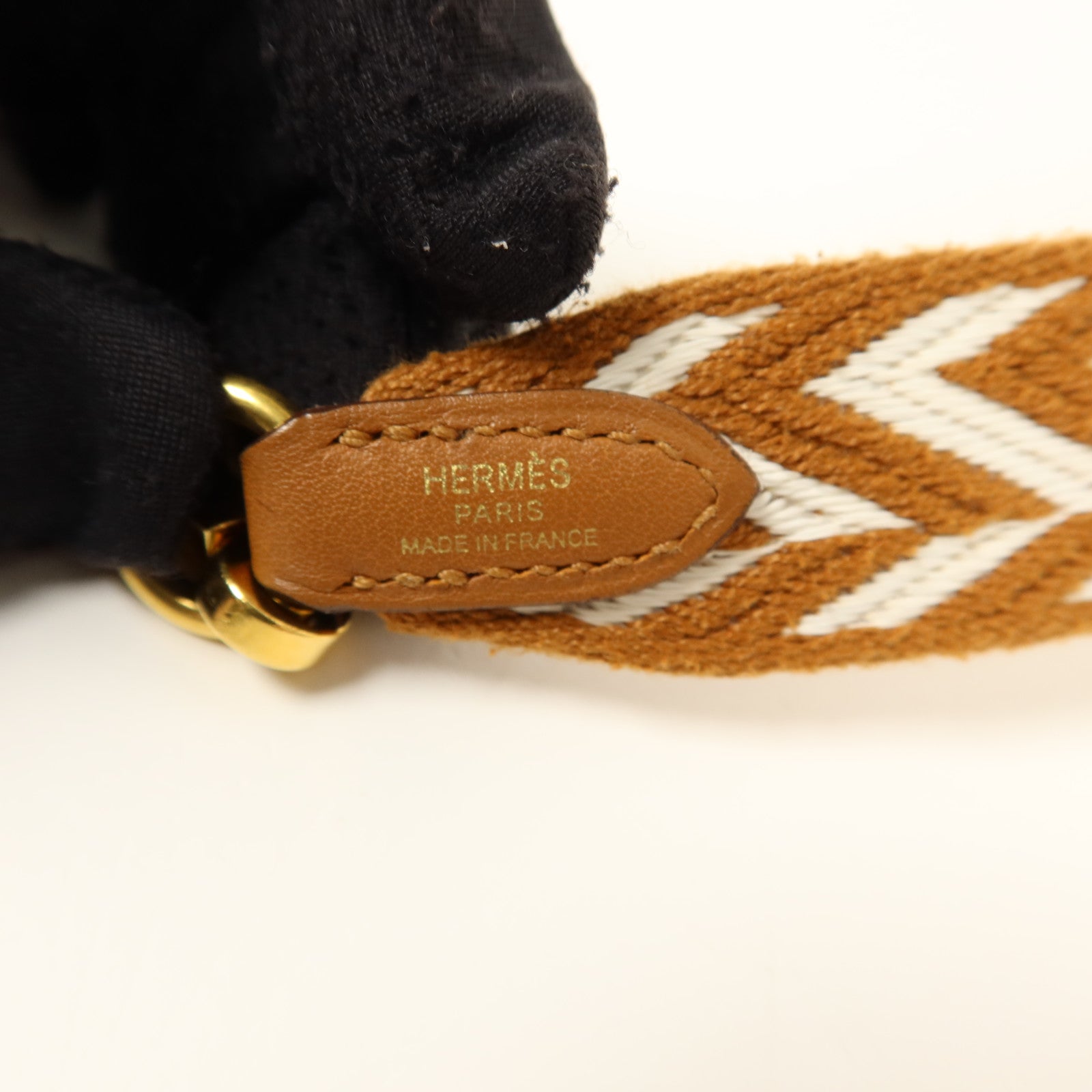 HERMES 帆布/Swift皮革Sangle Zigzag Bag Strap肩背帶