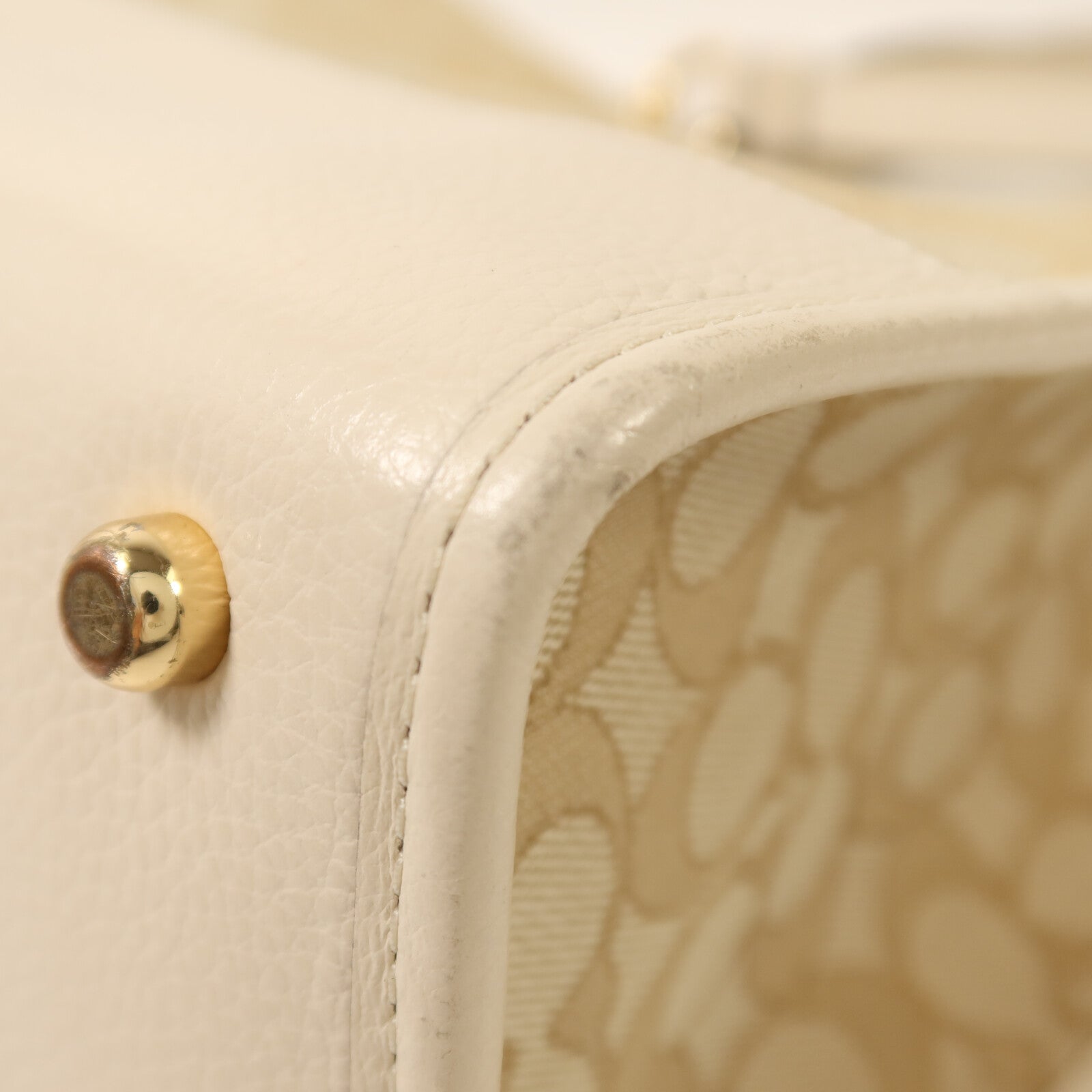 COACH 帆布/皮革2 way Shoulder金扣手挽肩背兩用袋