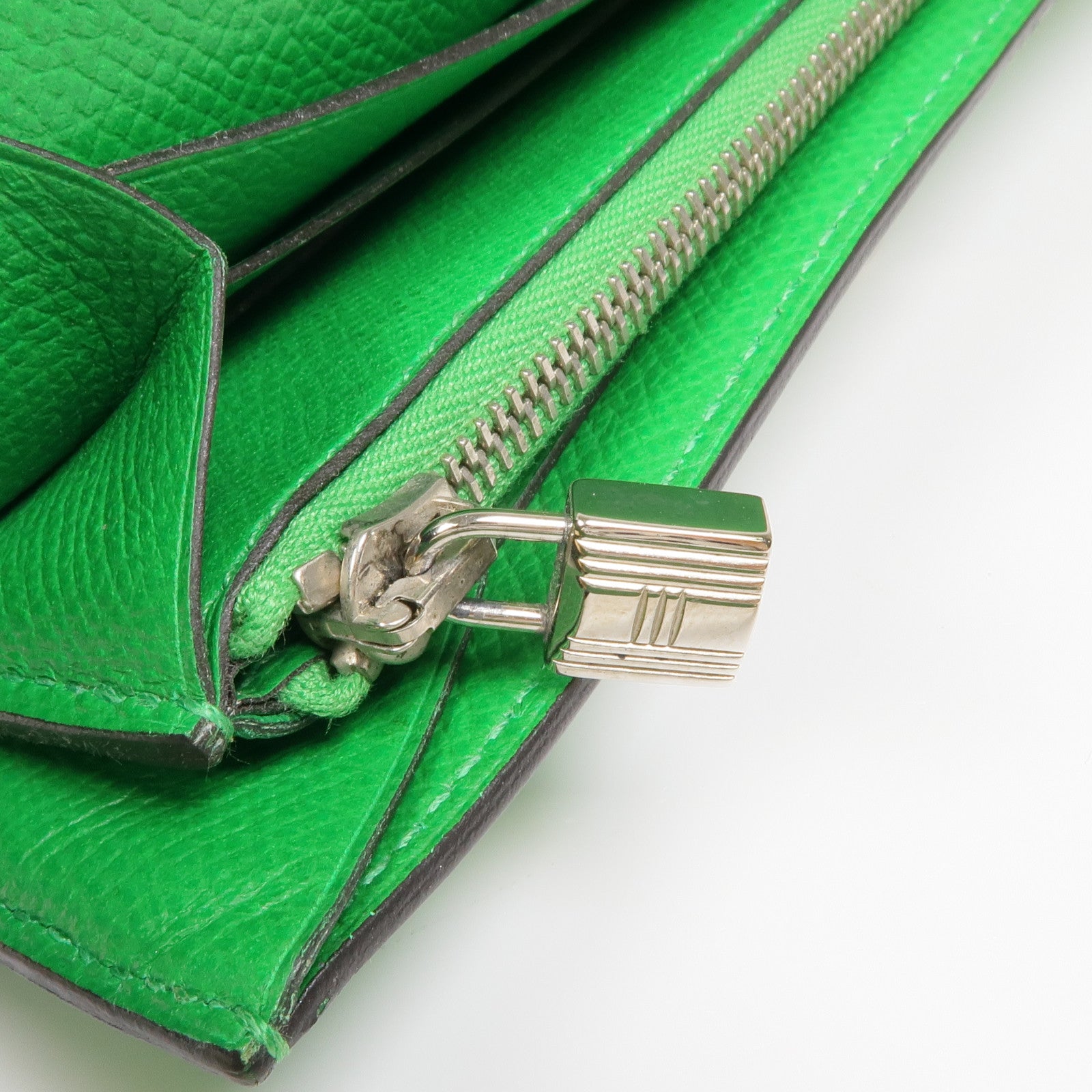 HERMES Epsom皮革Kelly Long Wallet銀扣長錢包Bambou