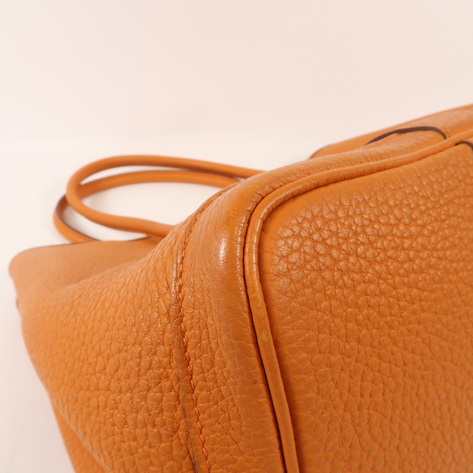 HERMES Negonda皮革Garden Party PM銀扣手挽袋Orange