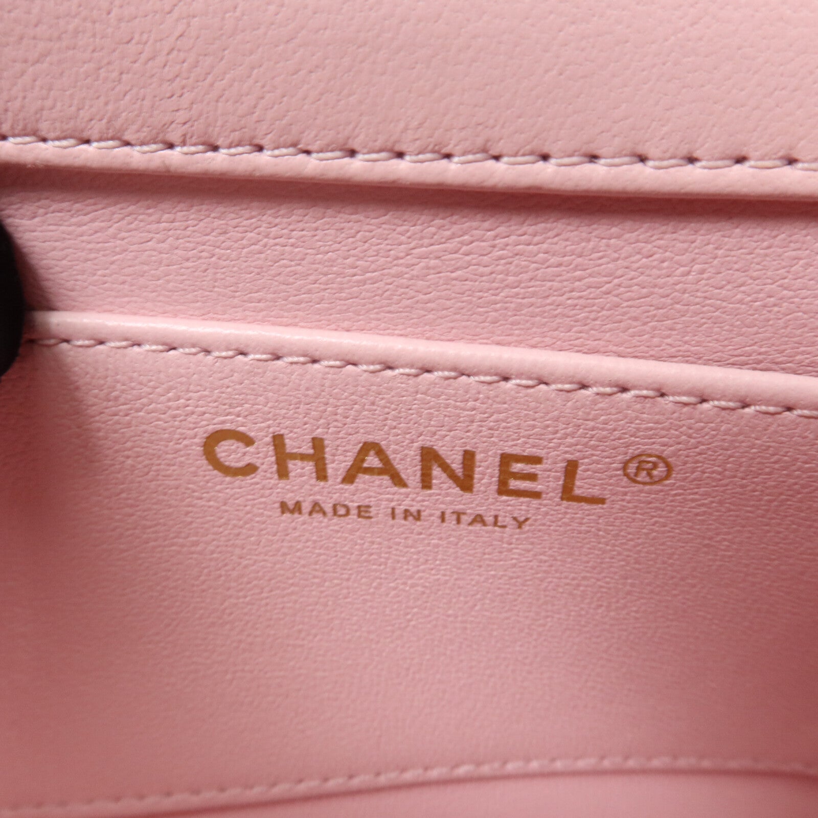 CHANEL 羊皮皮革Mini Handle Flap Bag鏈帶手挽肩背兩用袋