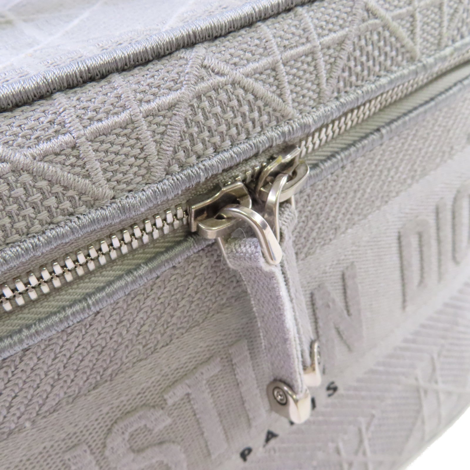Dior 帆布Vanity Case Bag銀扣手挽袋灰色