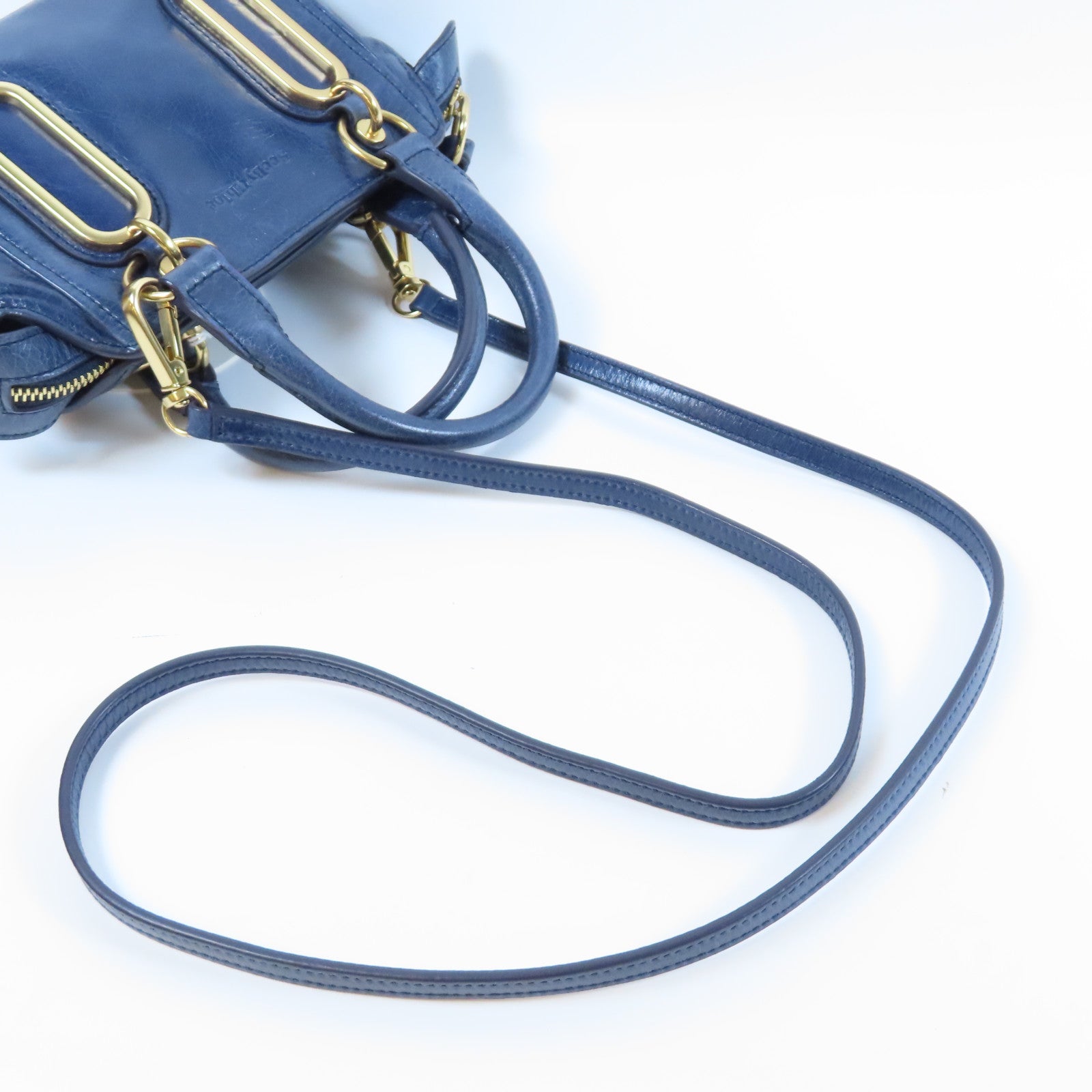 SEE BY CHLOE 【激減優惠】牛皮皮革2 Way Shoulder Bag金扣手挽肩背兩用袋藍色