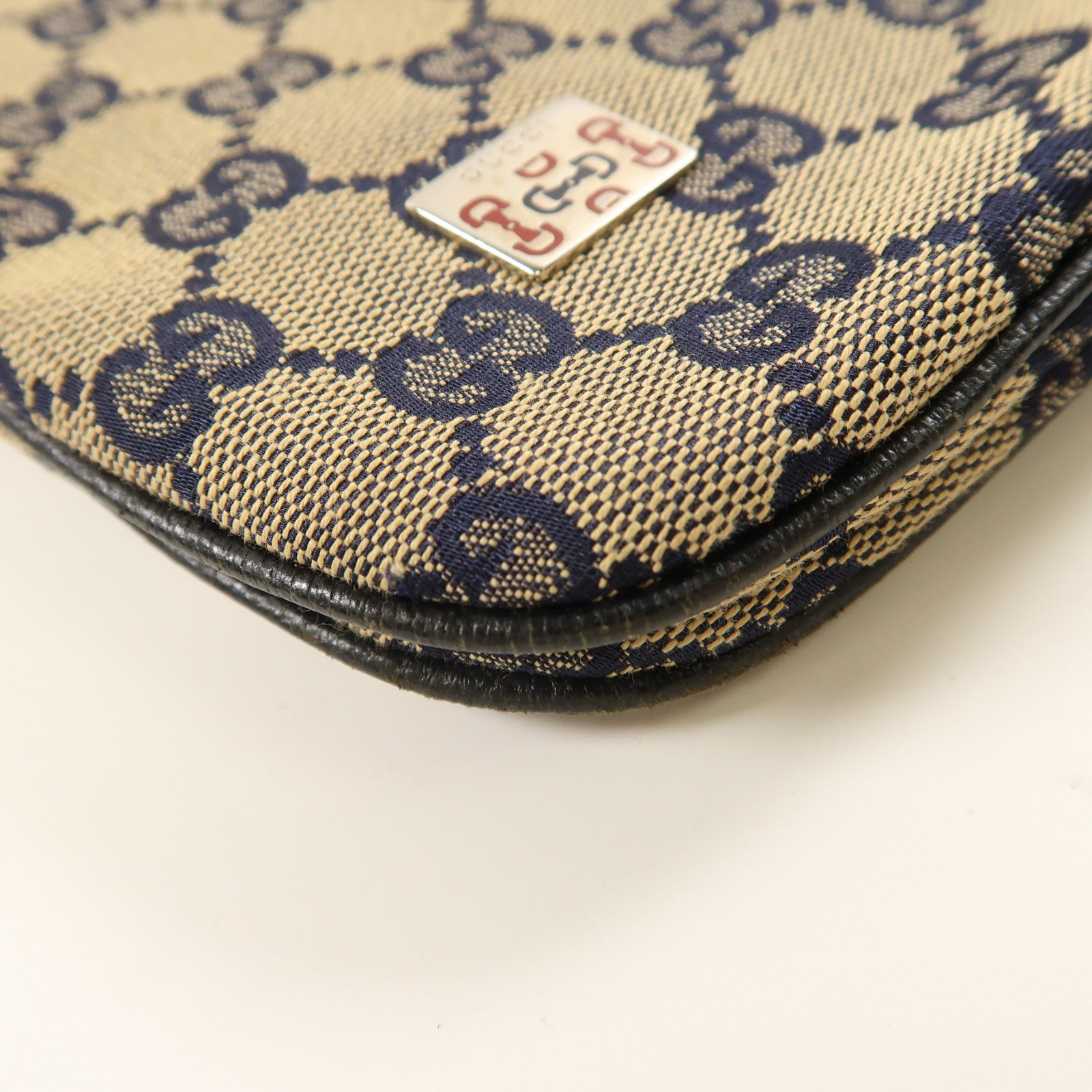 GUCCI 帆布Shoulder Bag銀扣肩背袋藍色