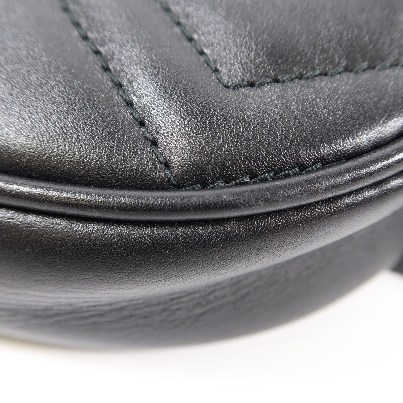 GUCCI 【激減優惠】斜紋牛皮皮革GG Marmont Waist Bag金扣腰包黑色