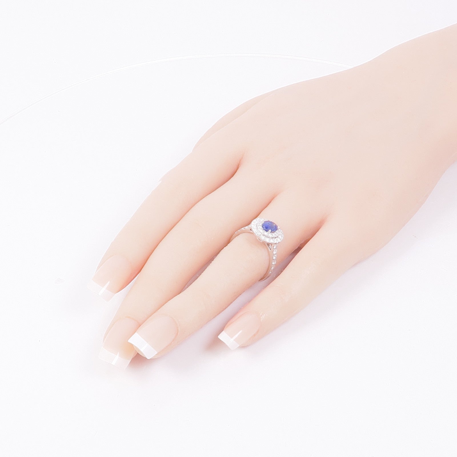 JEWELRY 【激減優惠】18K白金Sapphire/Diamond Ring藍寶石/鑽石戒指US#6