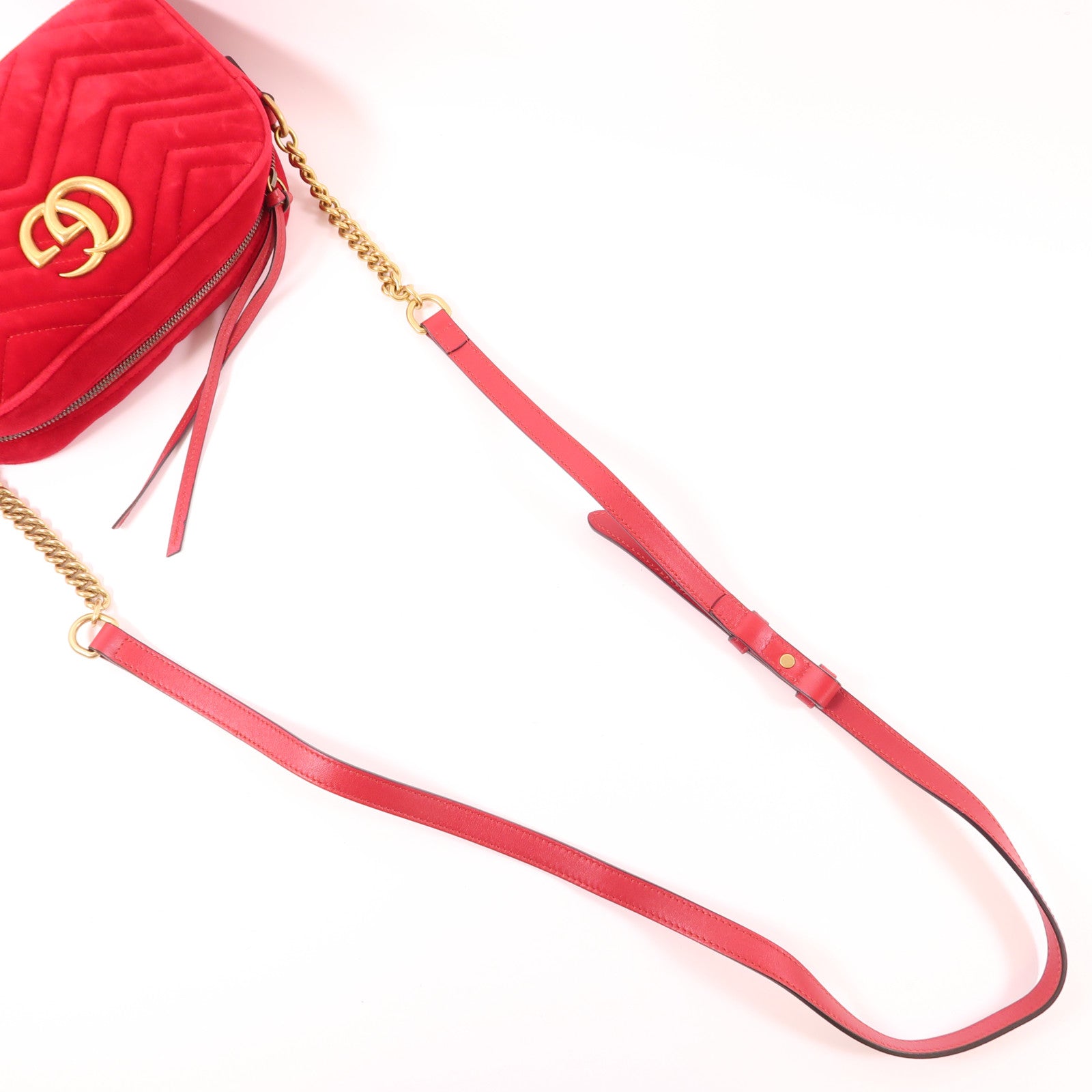 GUCCI 天鵝絨GG Marmont金扣肩背袋