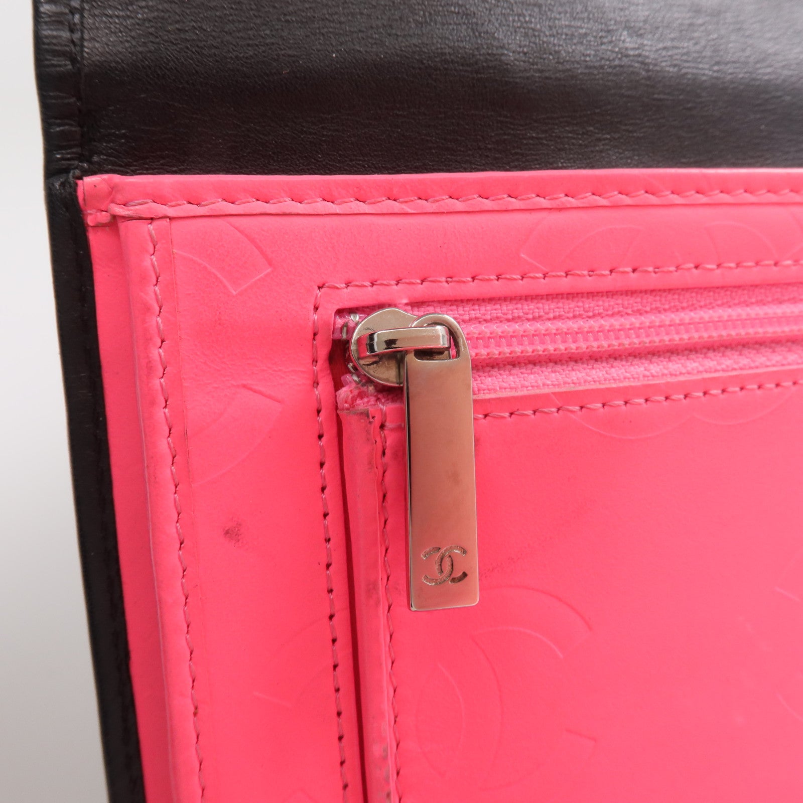 CHANEL 牛皮皮革Cambon Wallet銀扣長錢包