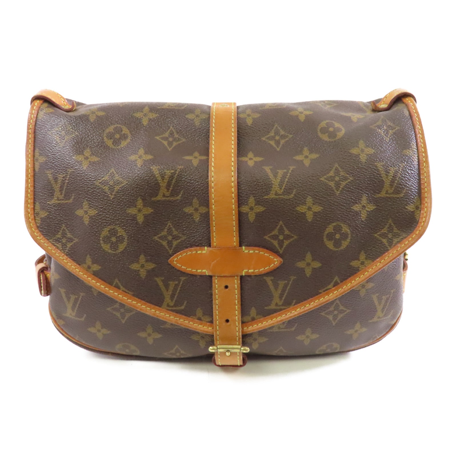 LOUIS VUITTON Monogram Saumur 30金扣肩背袋棕色