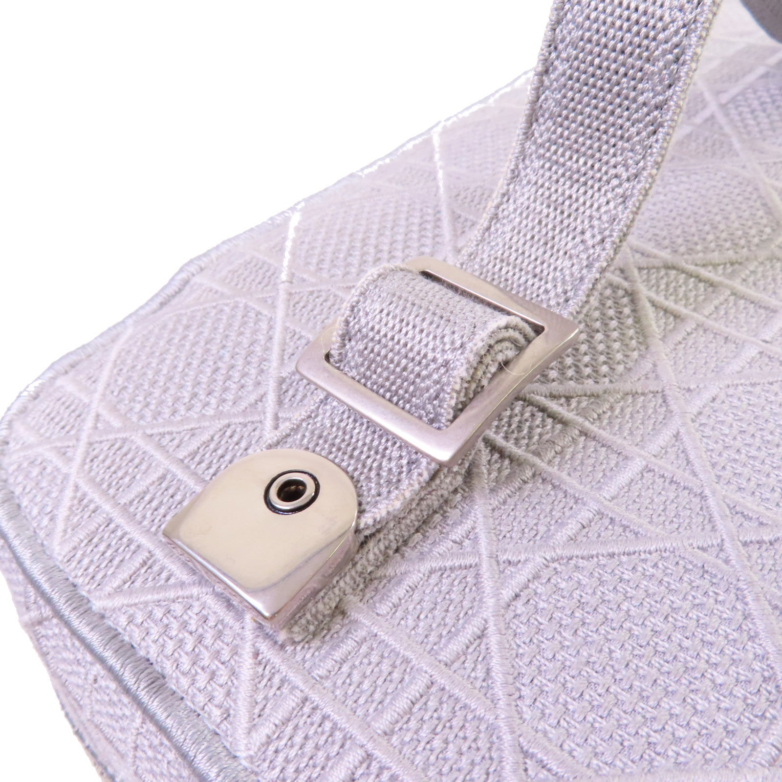 Dior 帆布Vanity Case Bag銀扣手挽袋灰色