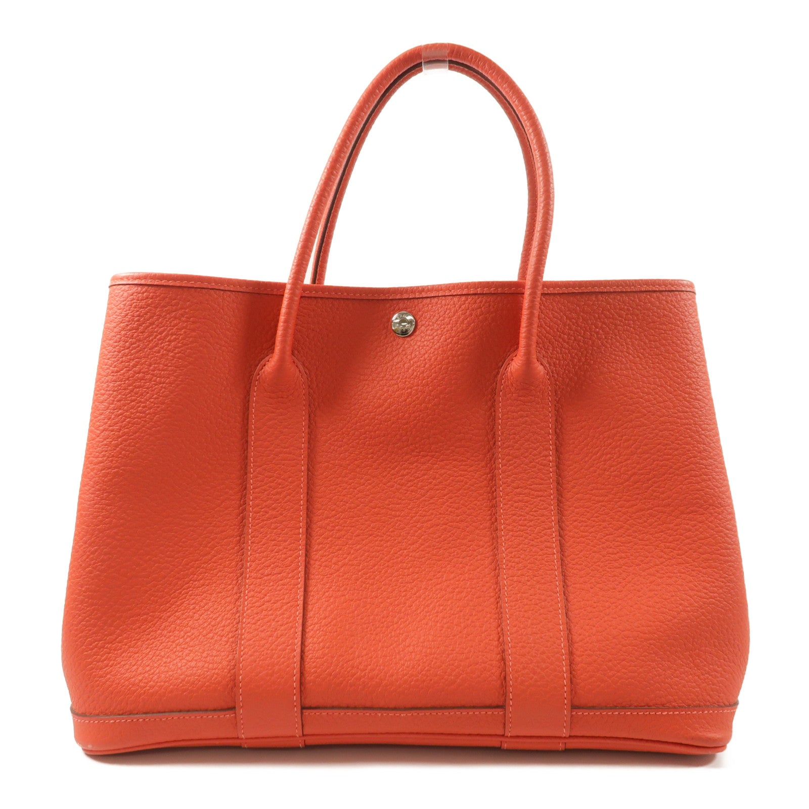 HERMES Negonda皮革Garden Party PM銀扣手挽袋Rouge Pivoine