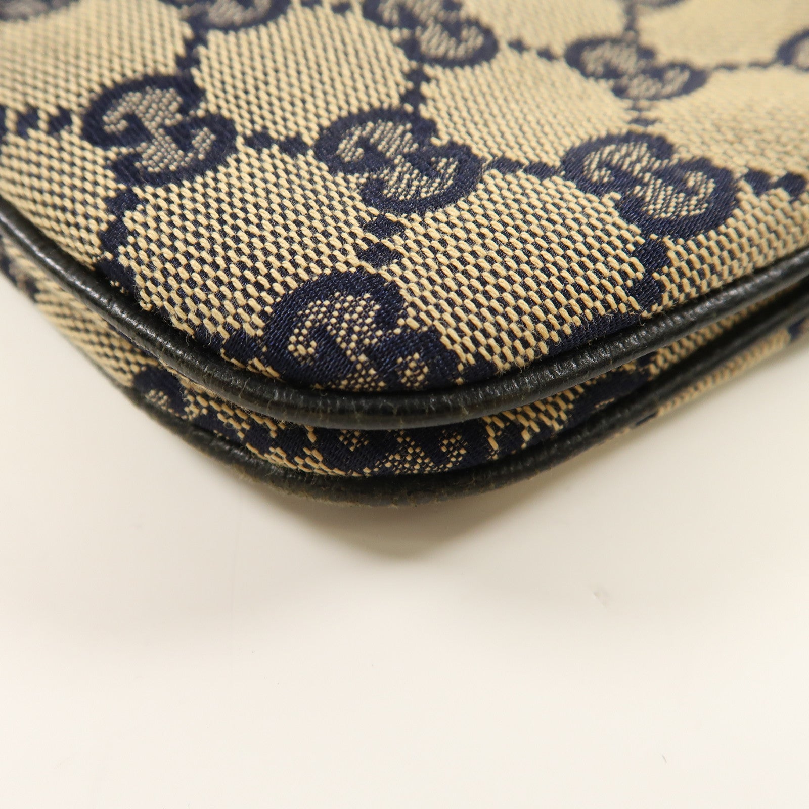 GUCCI 帆布Shoulder Bag銀扣肩背袋藍色