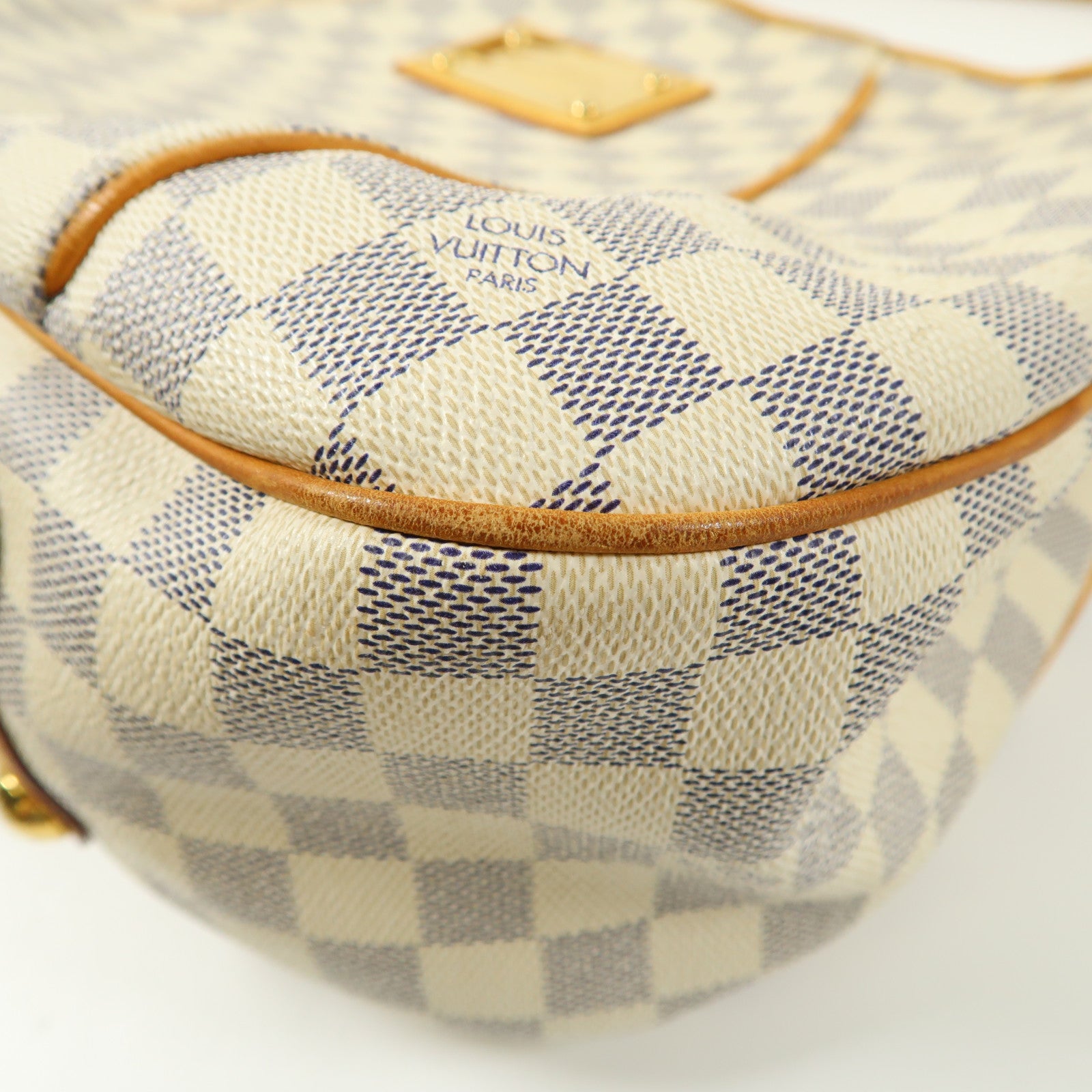 LOUIS VUITTON Damier Azur Galliera PM金扣肩背袋白色