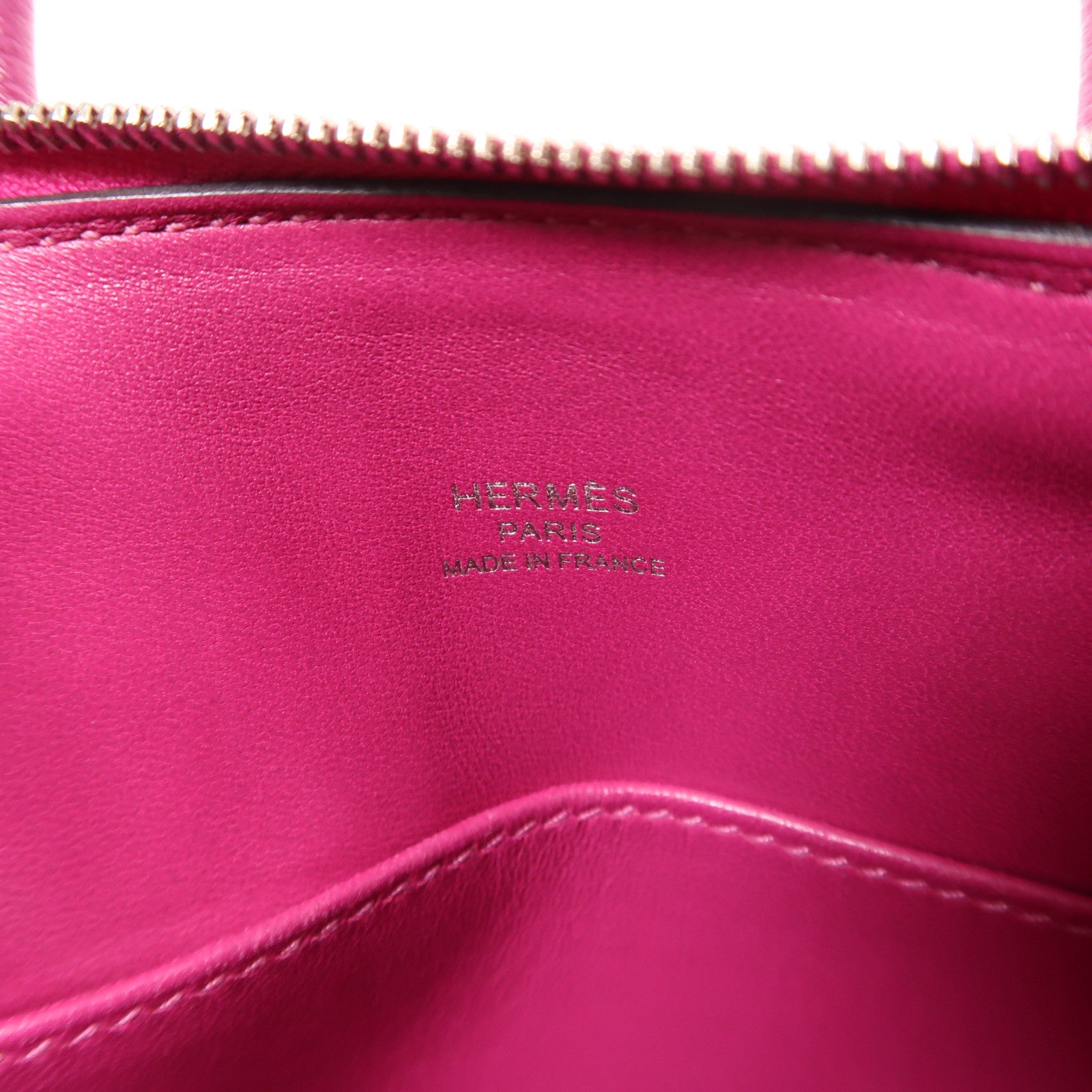 HERMES Chevre皮革Mini Bolide銀扣手挽肩背兩用袋木蘭粉色