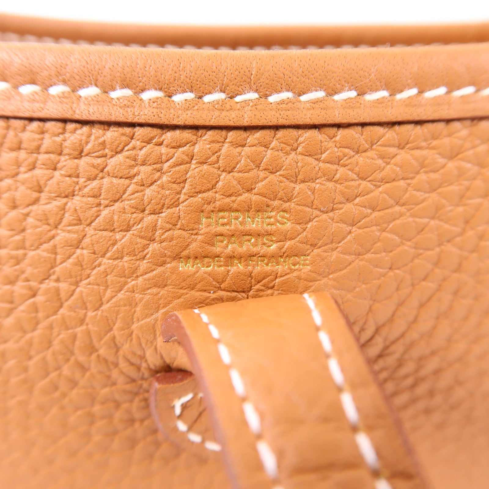 HERMES Clemence皮革Evelyne TPM金扣肩背袋37 Gold