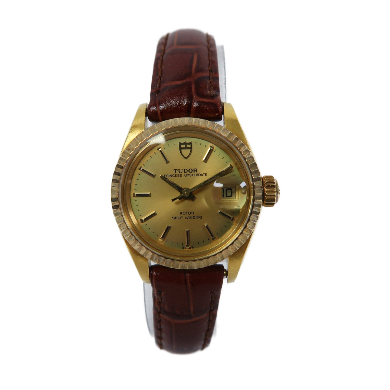 TUDOR 【激減優惠】Princess Oysterdate皮革/18K黃金手錶自動機芯金色