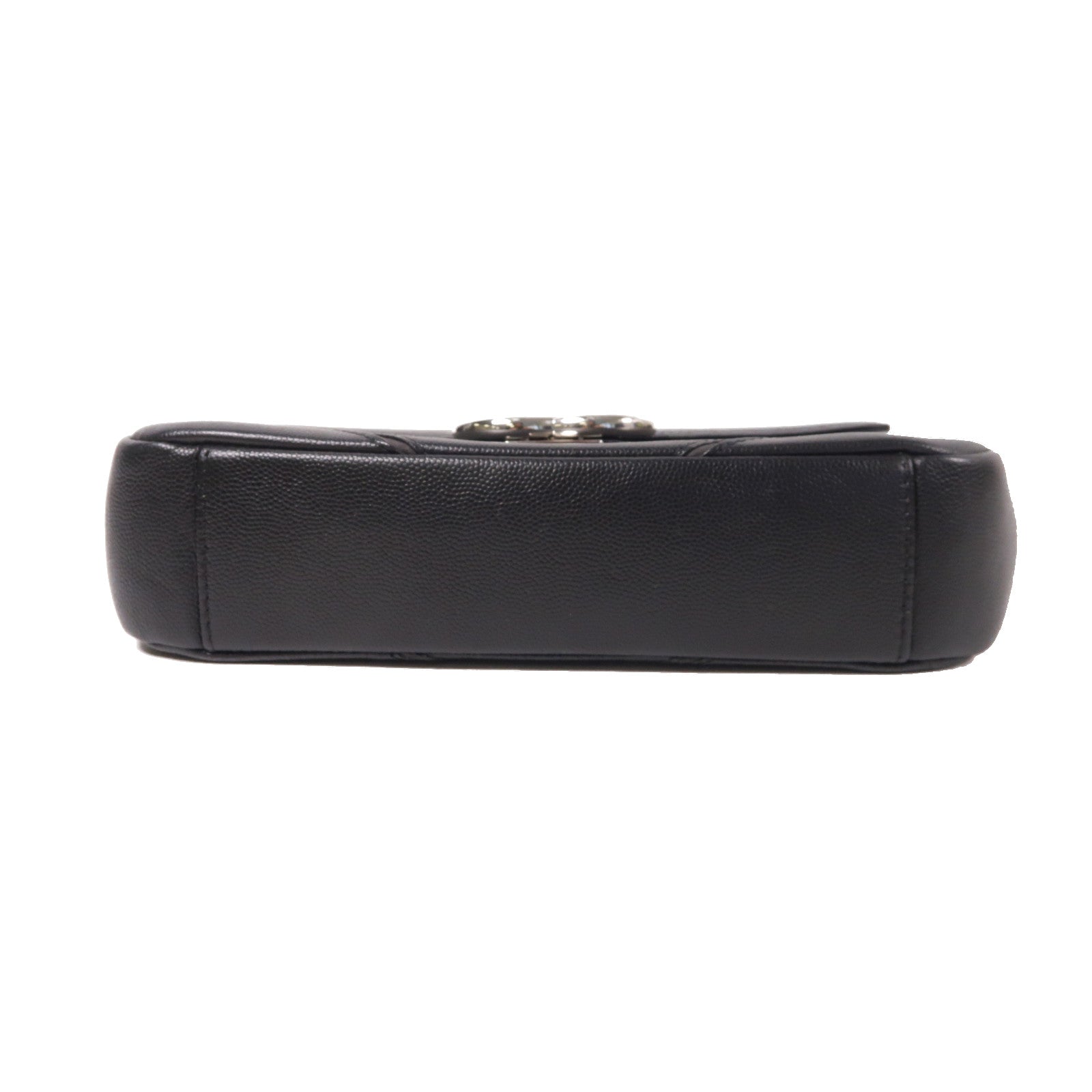CHANEL 菱格牛皮皮革Chain Shoulder Bag銀扣鏈帶肩背袋黑色