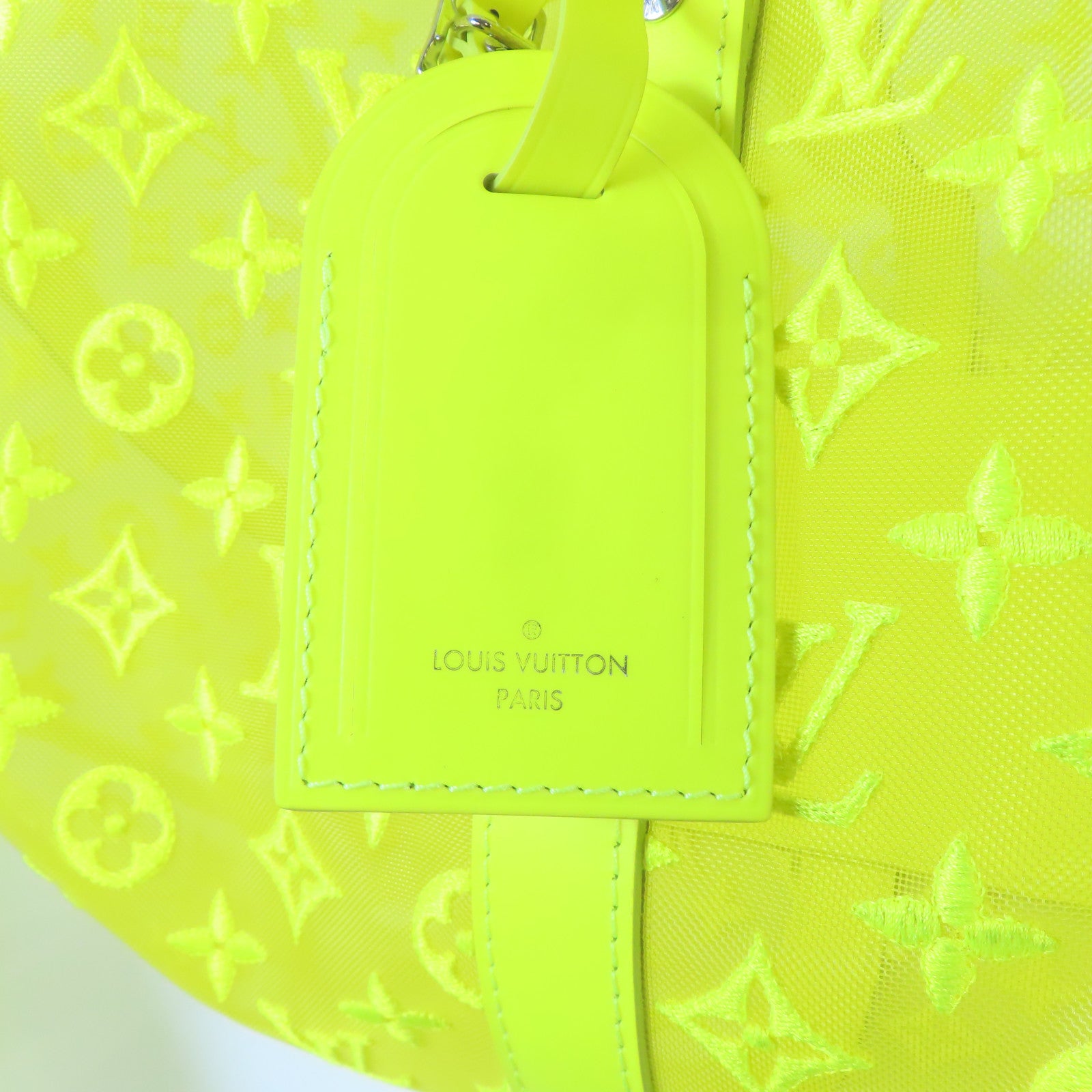 LOUIS VUITTON 尼龍Keepall Bandouliere 50銀扣波士頓包黃色