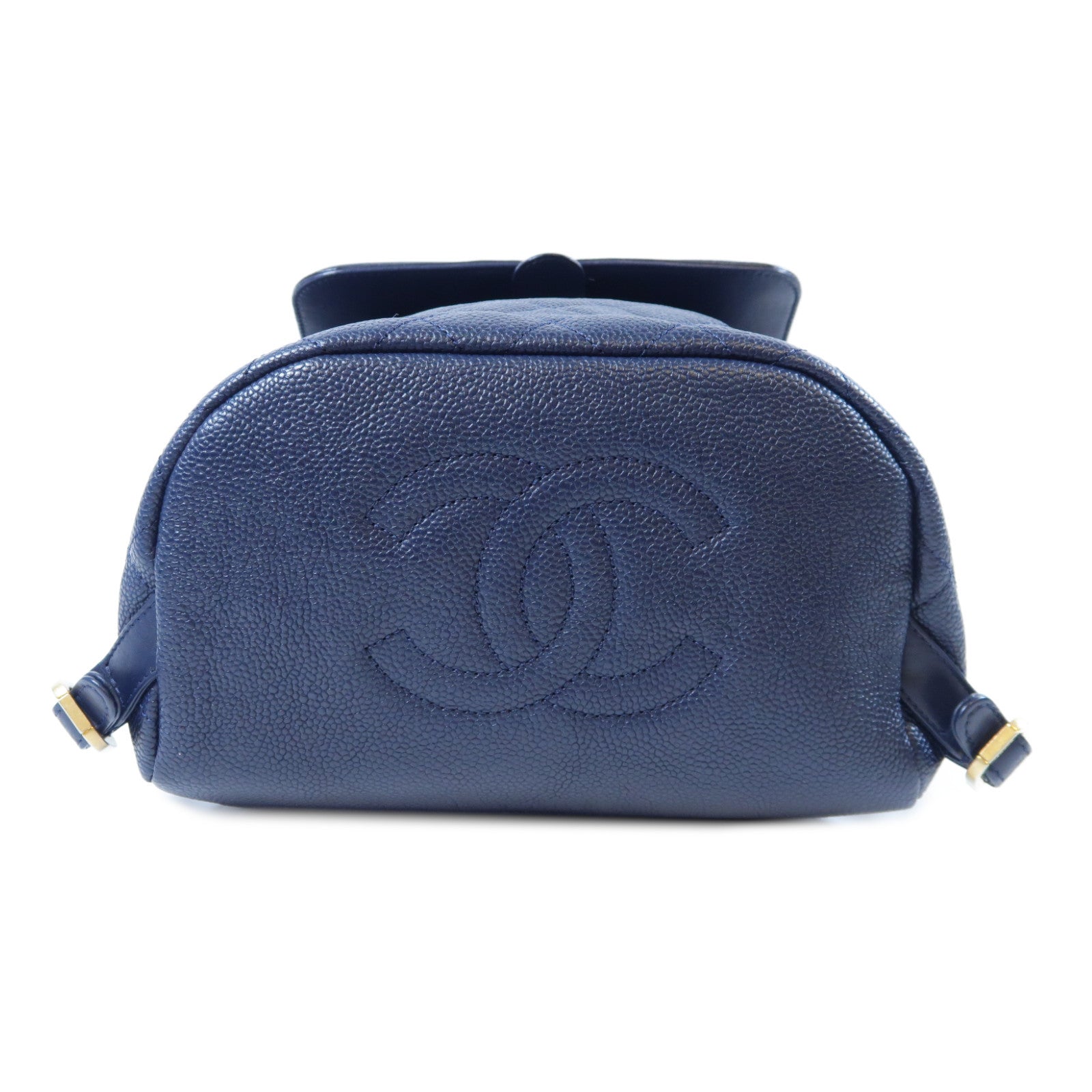 CHANEL 【激減優惠】菱格Caviar皮革Backpack金扣鏈帶背包藍色