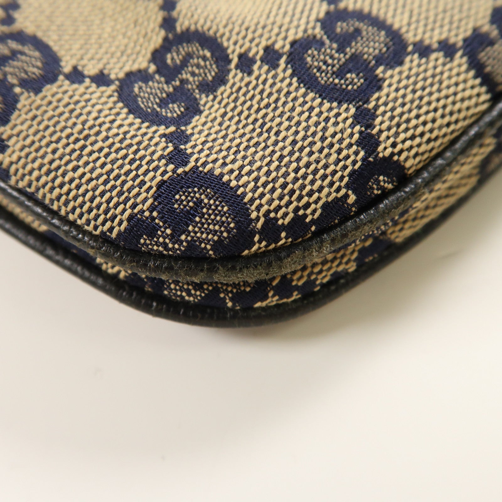 GUCCI 帆布Shoulder Bag銀扣肩背袋藍色