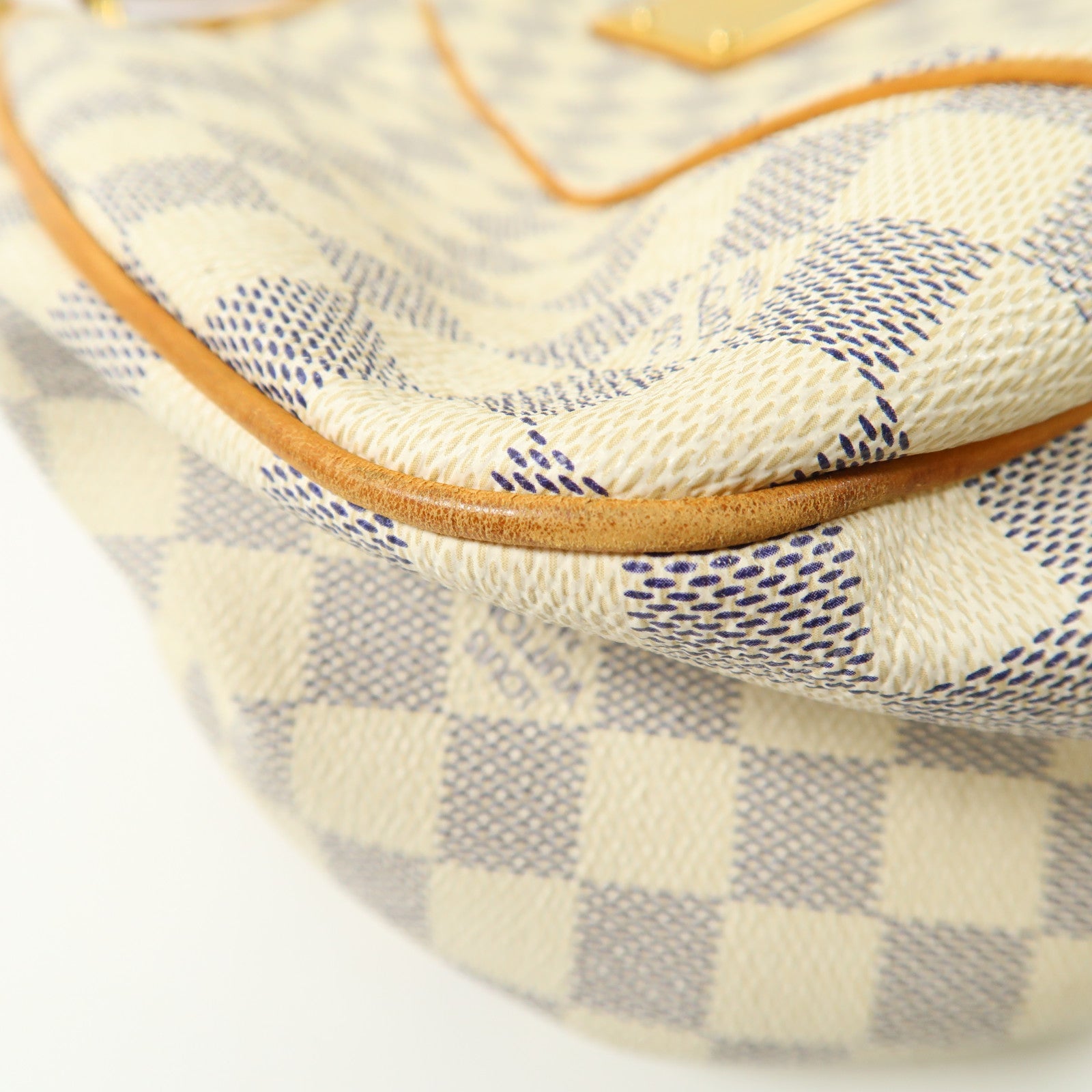 LOUIS VUITTON Damier Azur Galliera PM金扣肩背袋白色