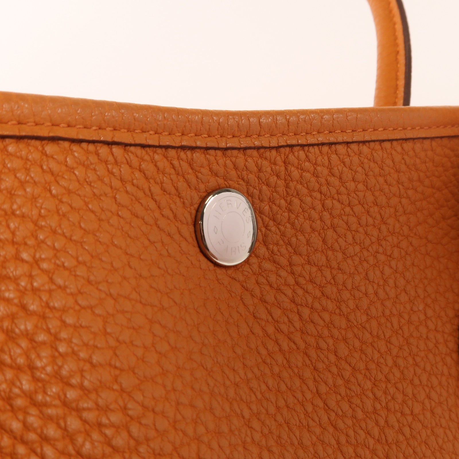 HERMES Negonda皮革Garden Party PM銀扣手挽袋Orange