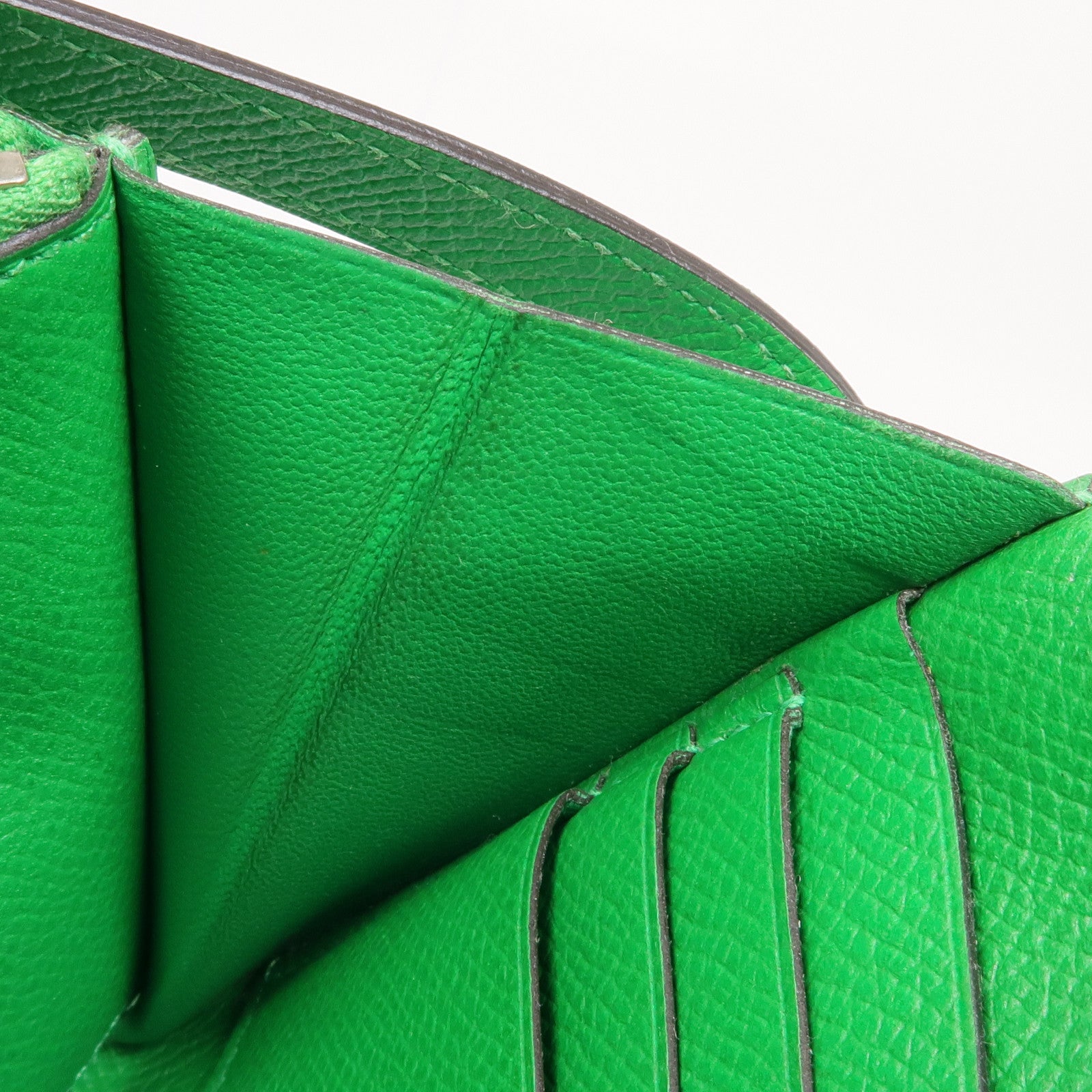 HERMES Epsom皮革Kelly Long Wallet銀扣長錢包Bambou