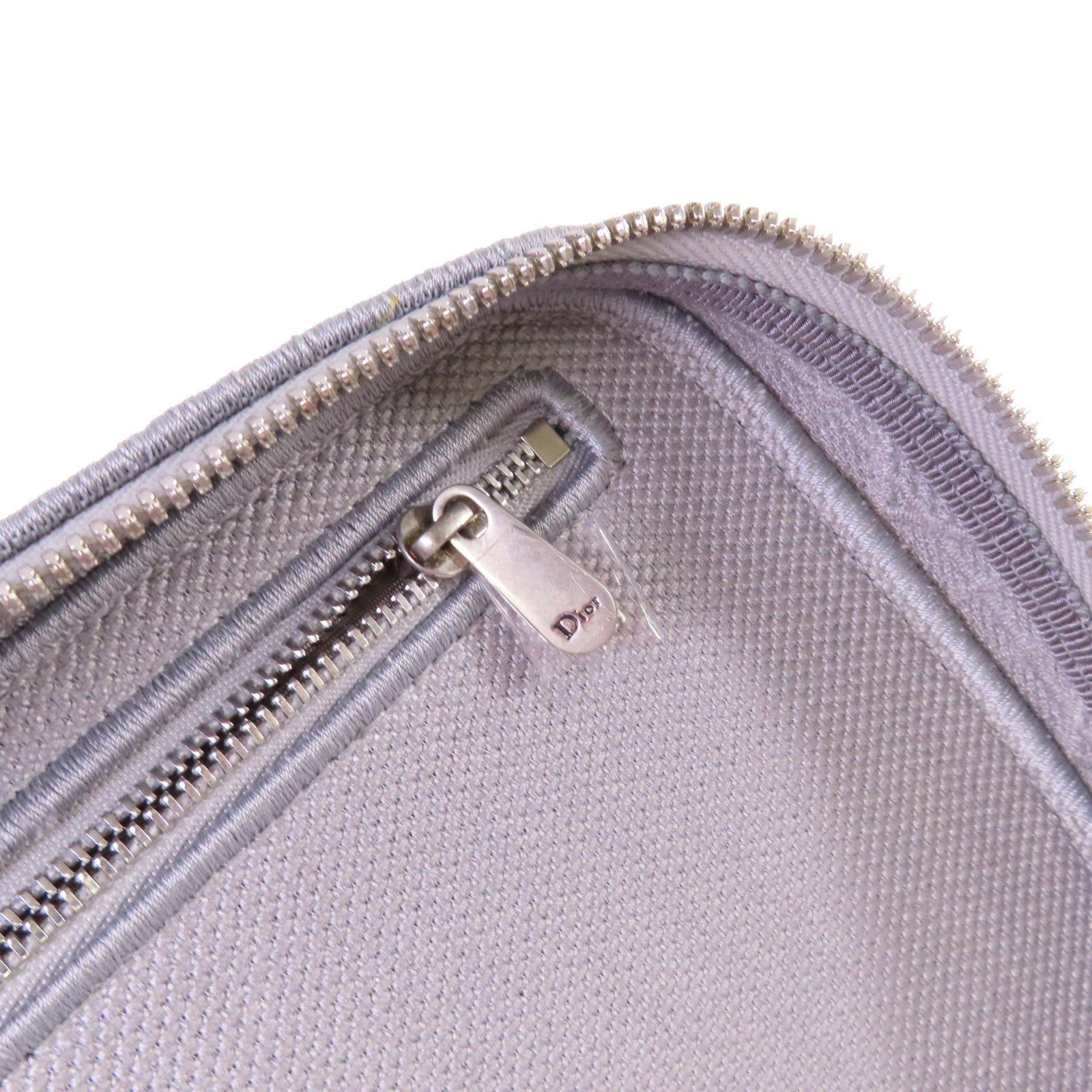Dior 帆布Vanity Case Bag銀扣手挽袋灰色