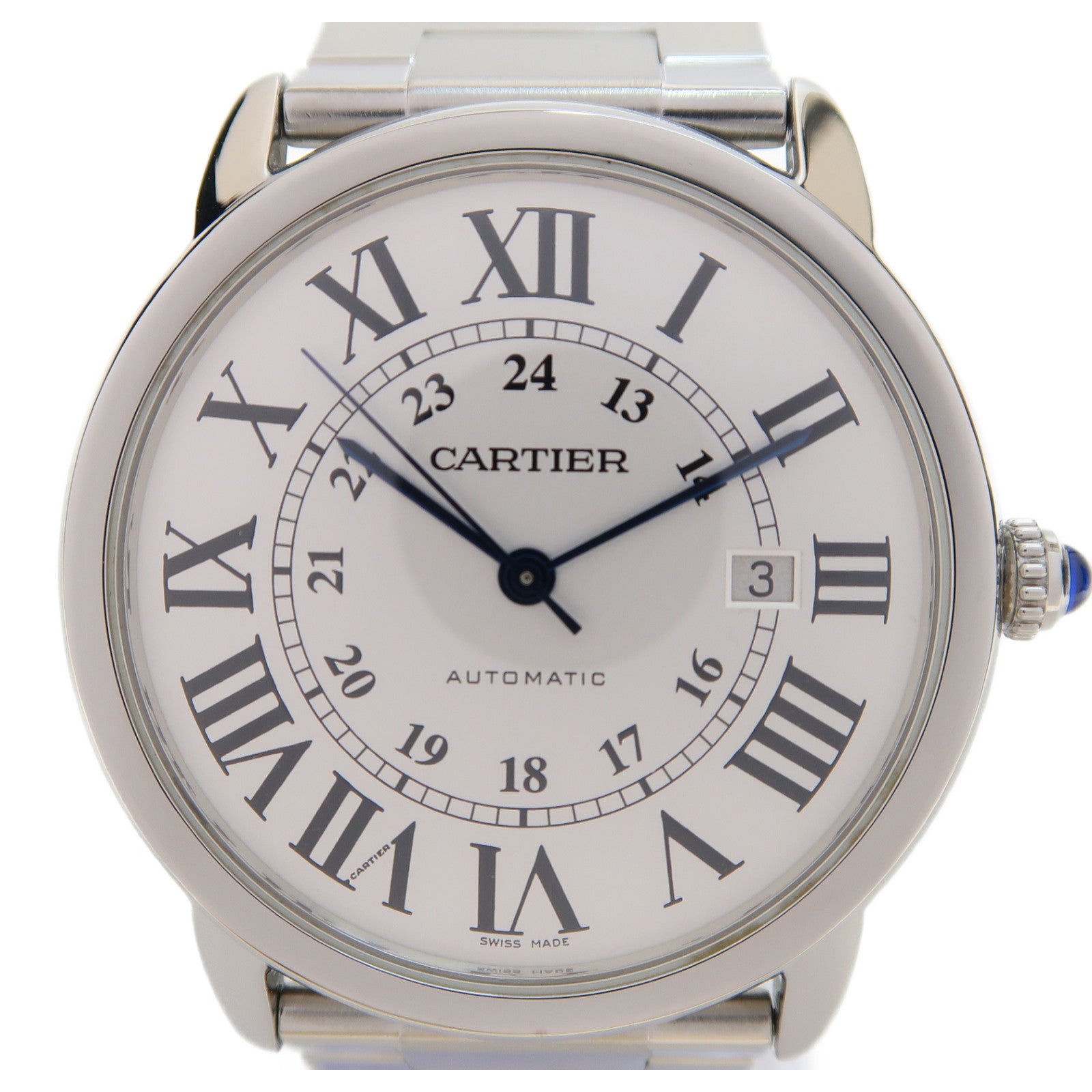 CARTIER Ronde Solo不鏽鋼手錶自動機芯白色