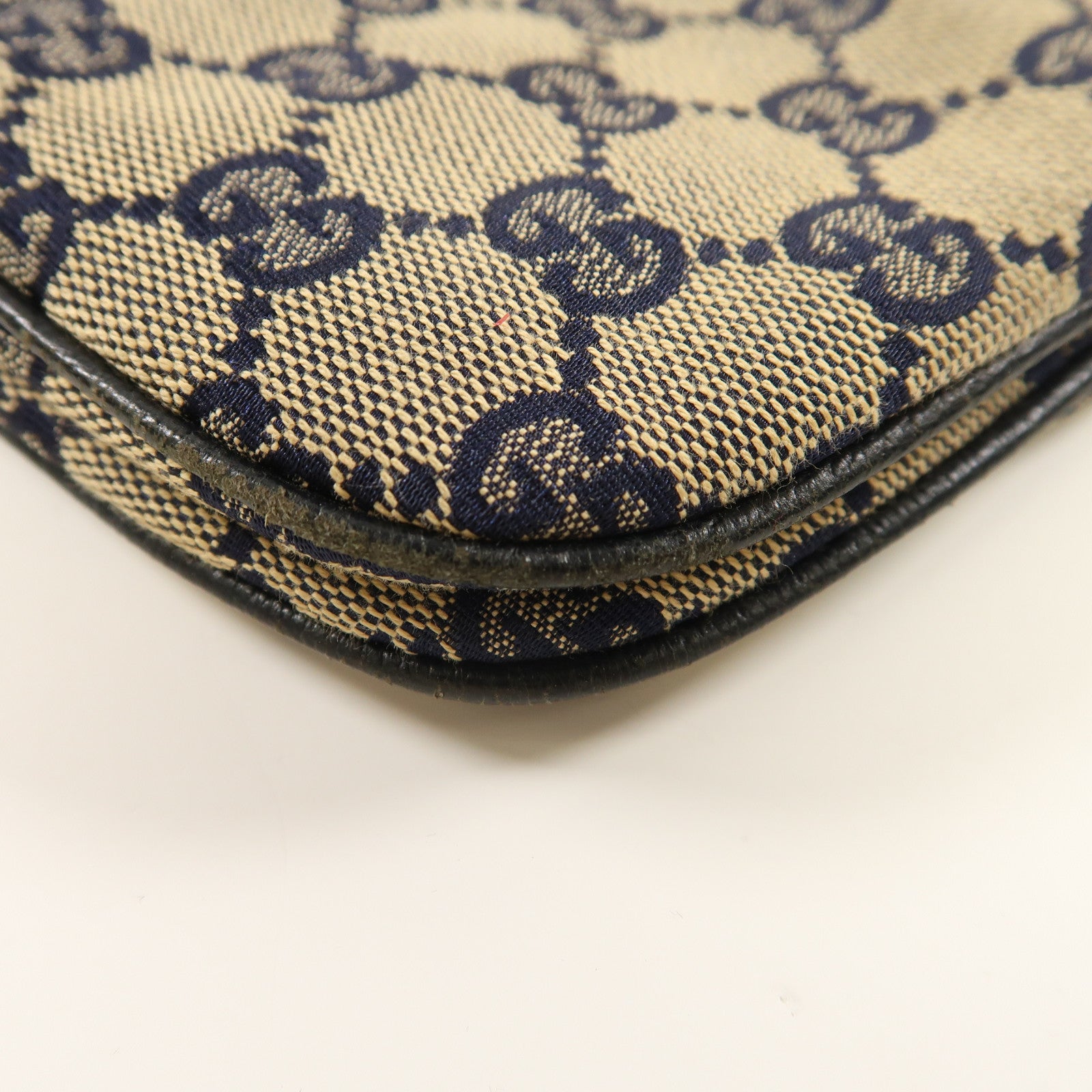 GUCCI 帆布Shoulder Bag銀扣肩背袋藍色