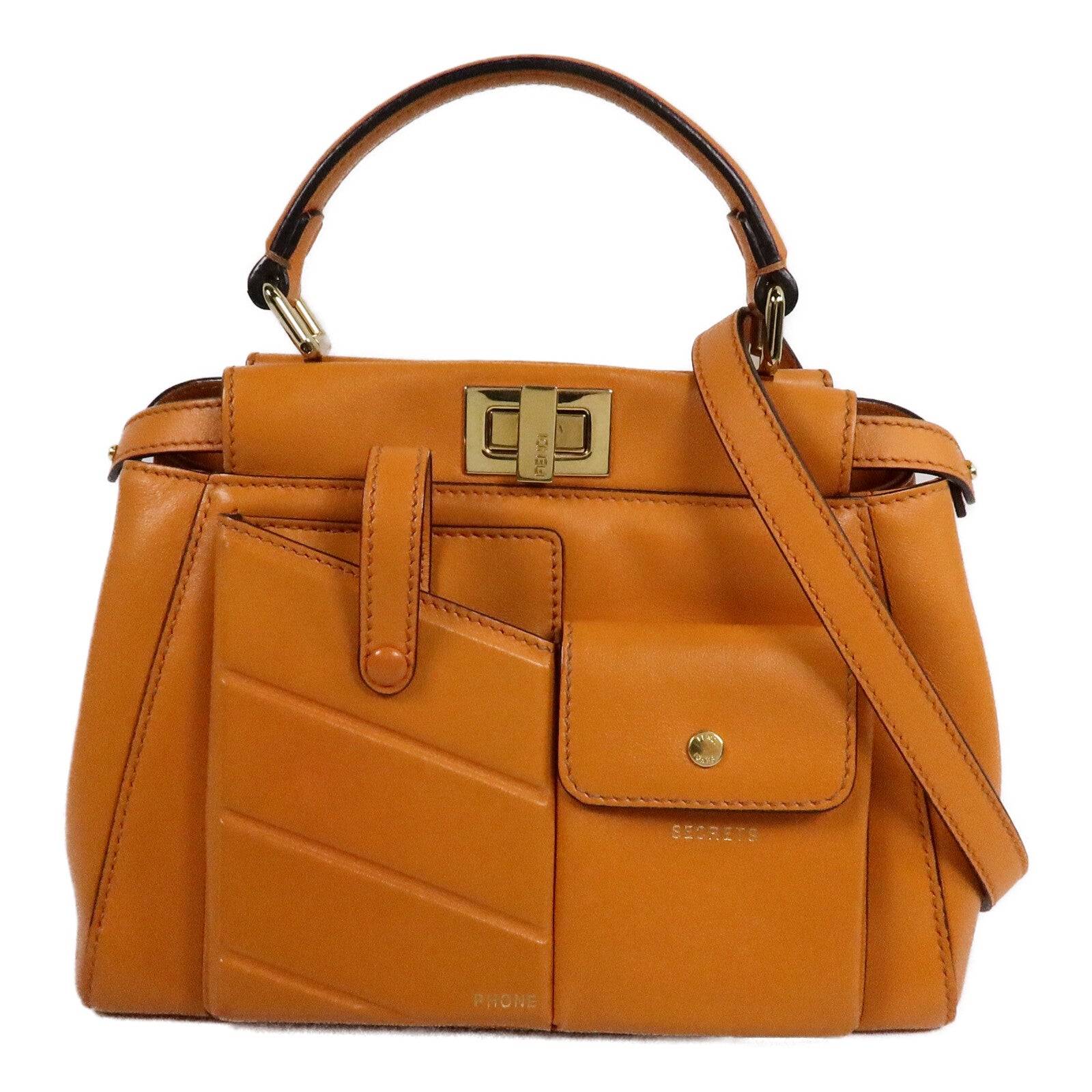 FENDI 羊皮皮革Peekaboo Mini Pocket手挽肩背兩用袋