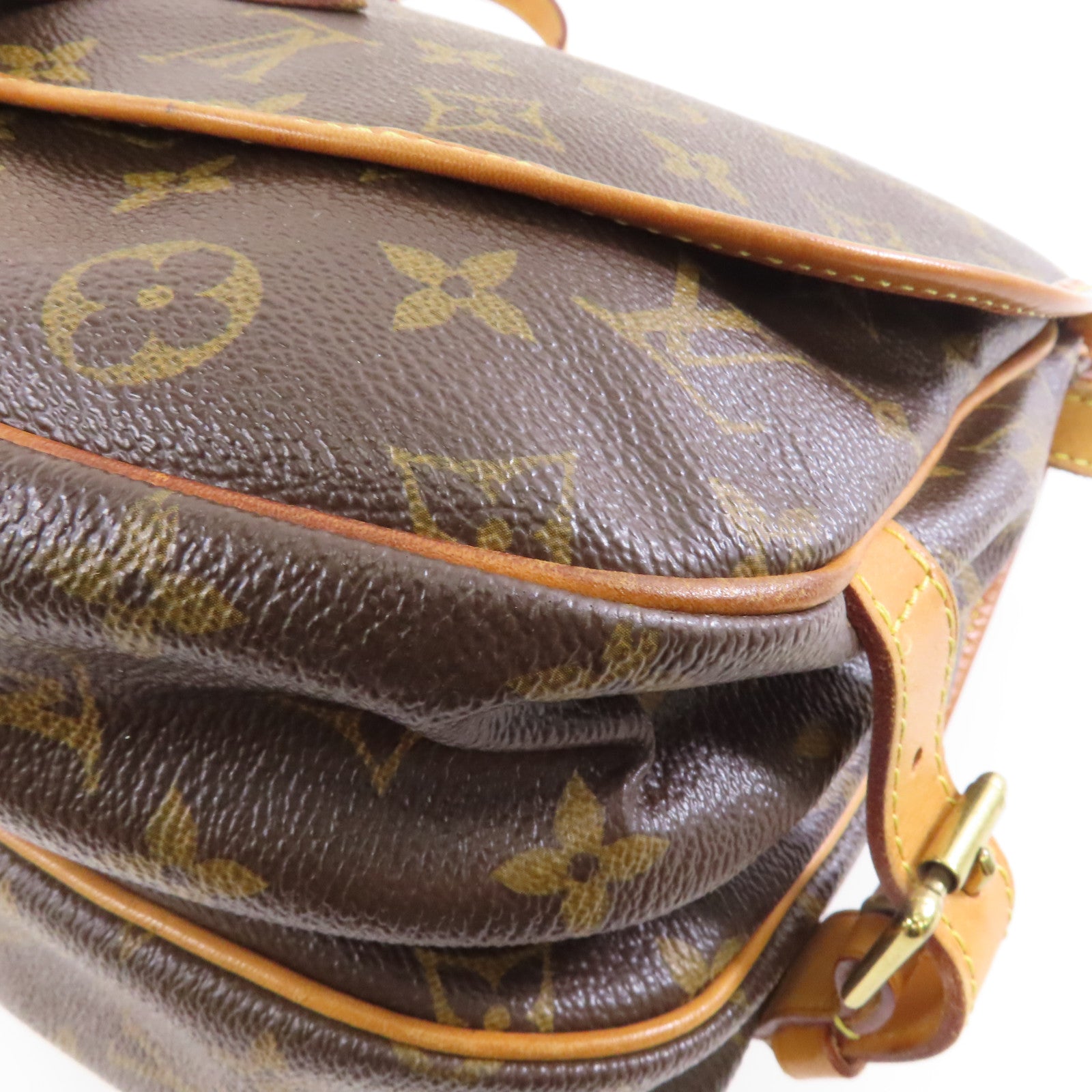 LOUIS VUITTON Monogram Saumur 30金扣肩背袋棕色