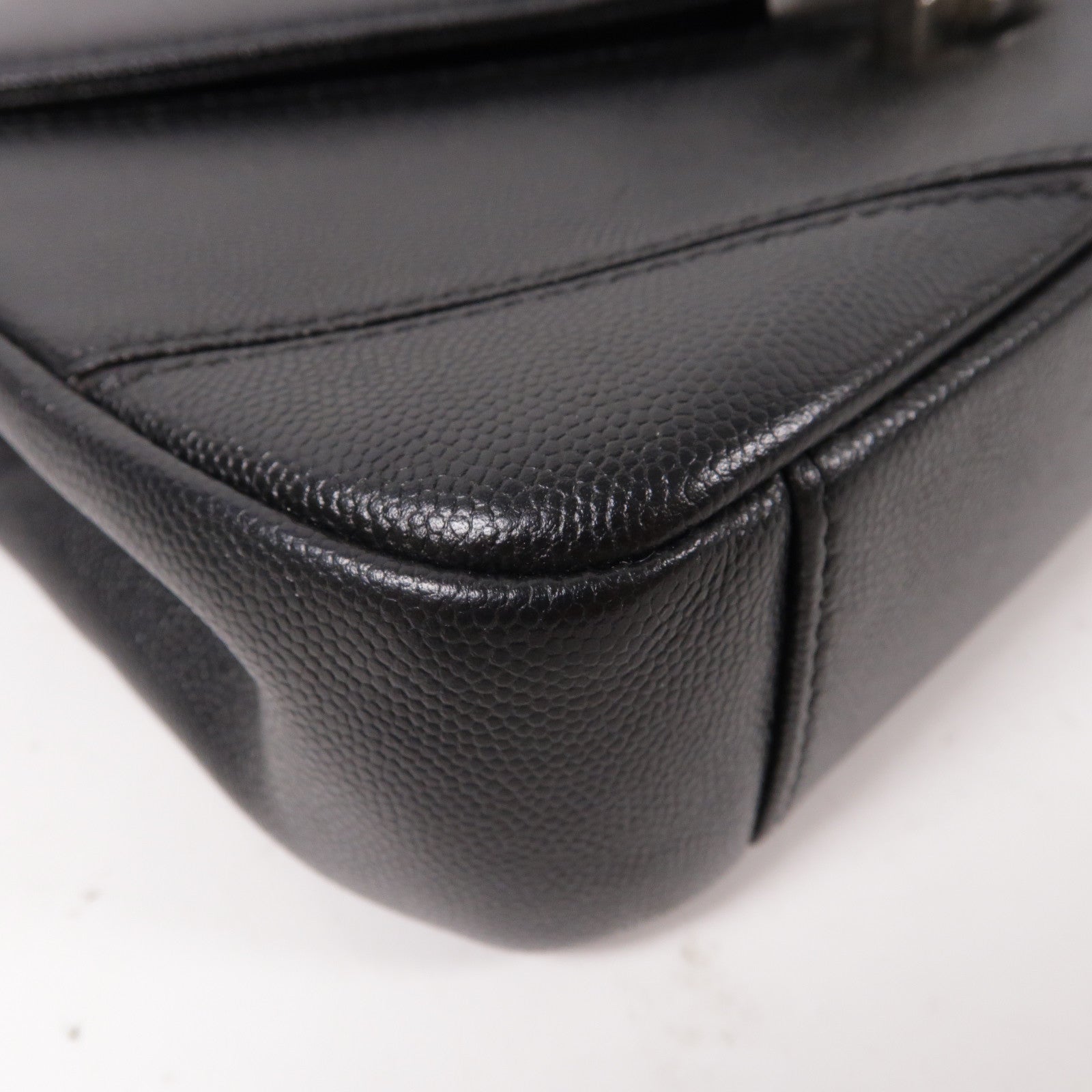 CHANEL 菱格牛皮皮革Chain Shoulder Bag銀扣鏈帶肩背袋黑色