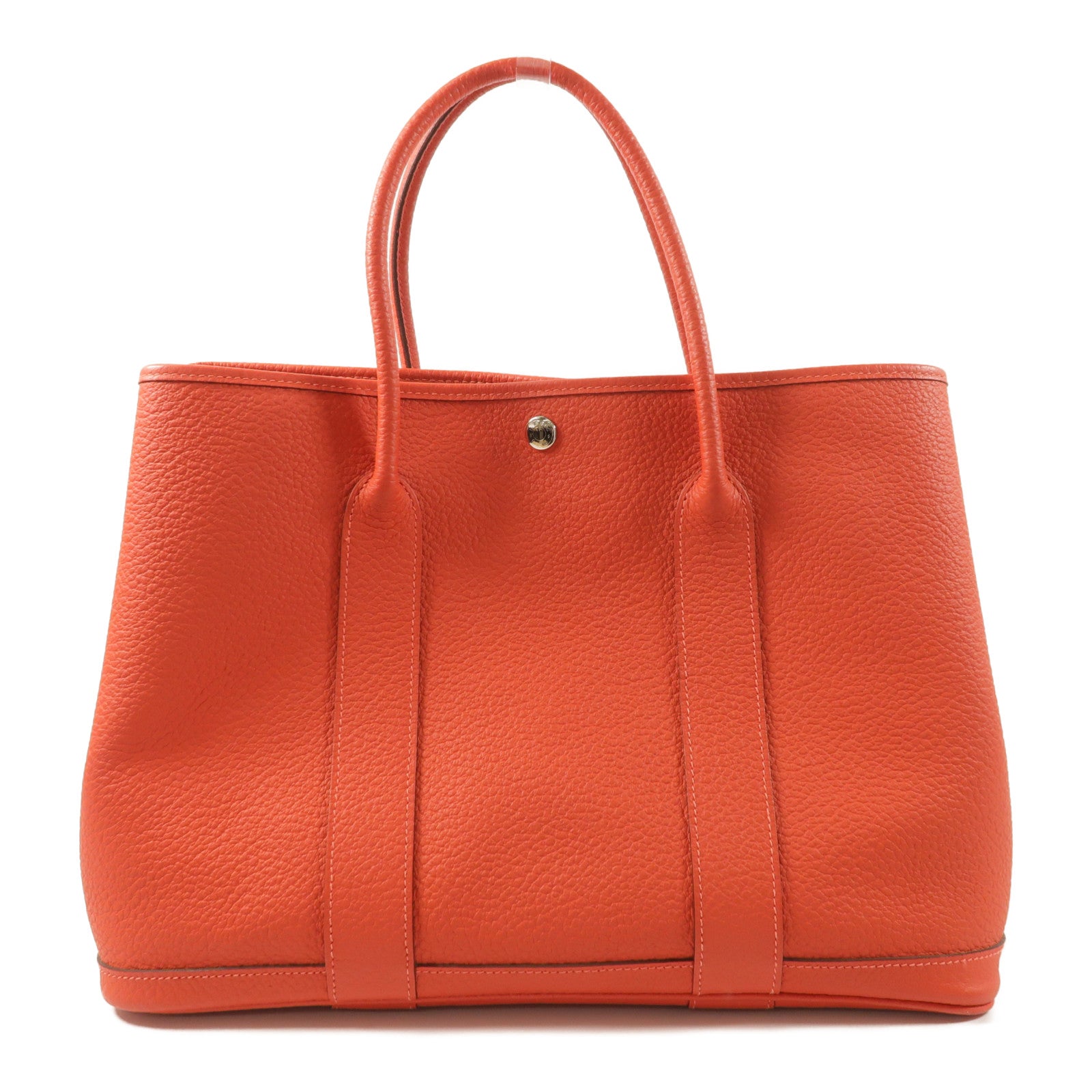 HERMES Negonda皮革Garden Party PM銀扣手挽袋Rouge Pivoine