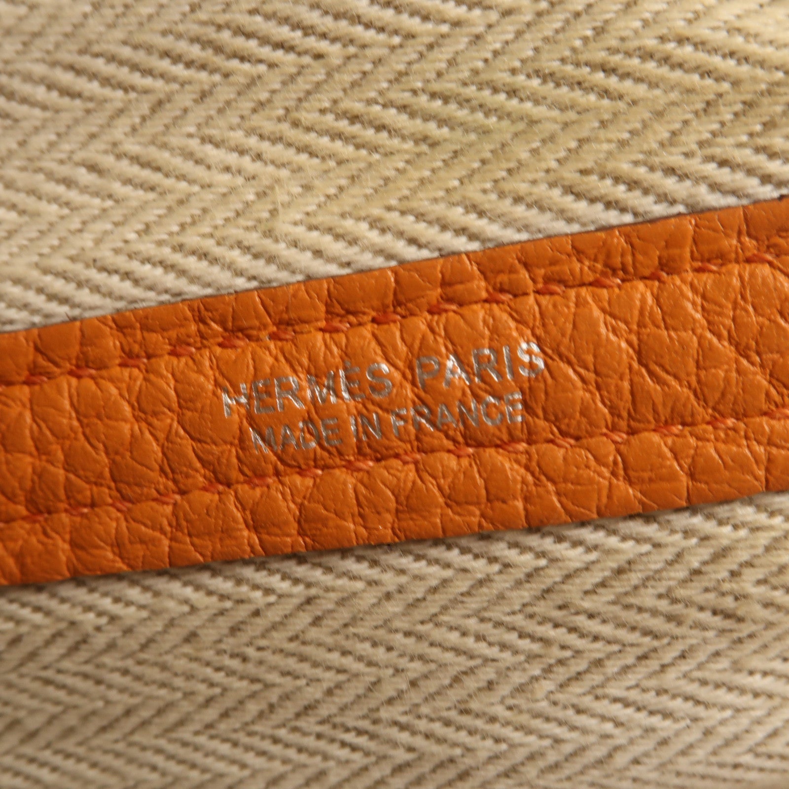HERMES Negonda皮革Garden Party PM銀扣手挽袋Orange