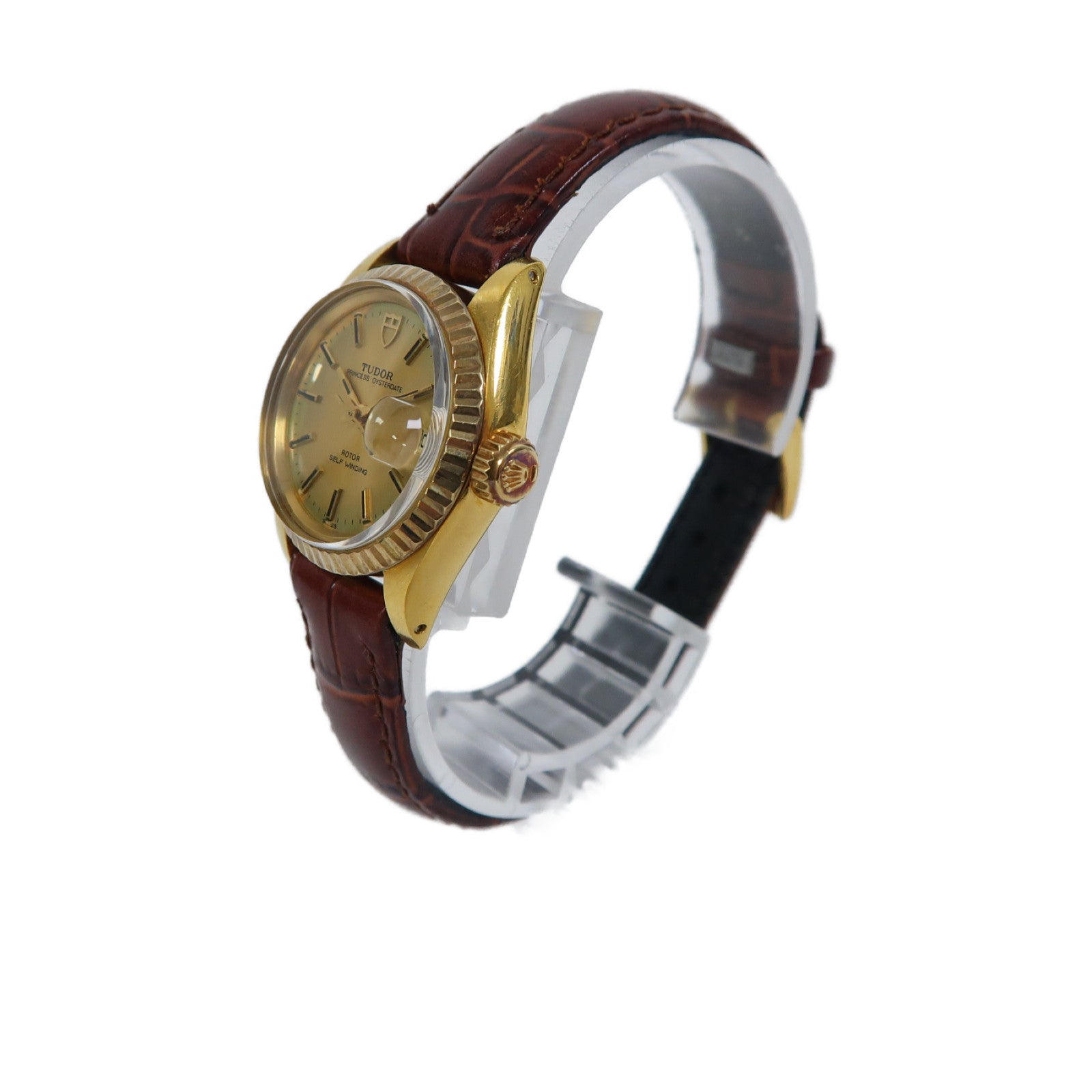 TUDOR 【激減優惠】Princess Oysterdate皮革/18K黃金手錶自動機芯金色