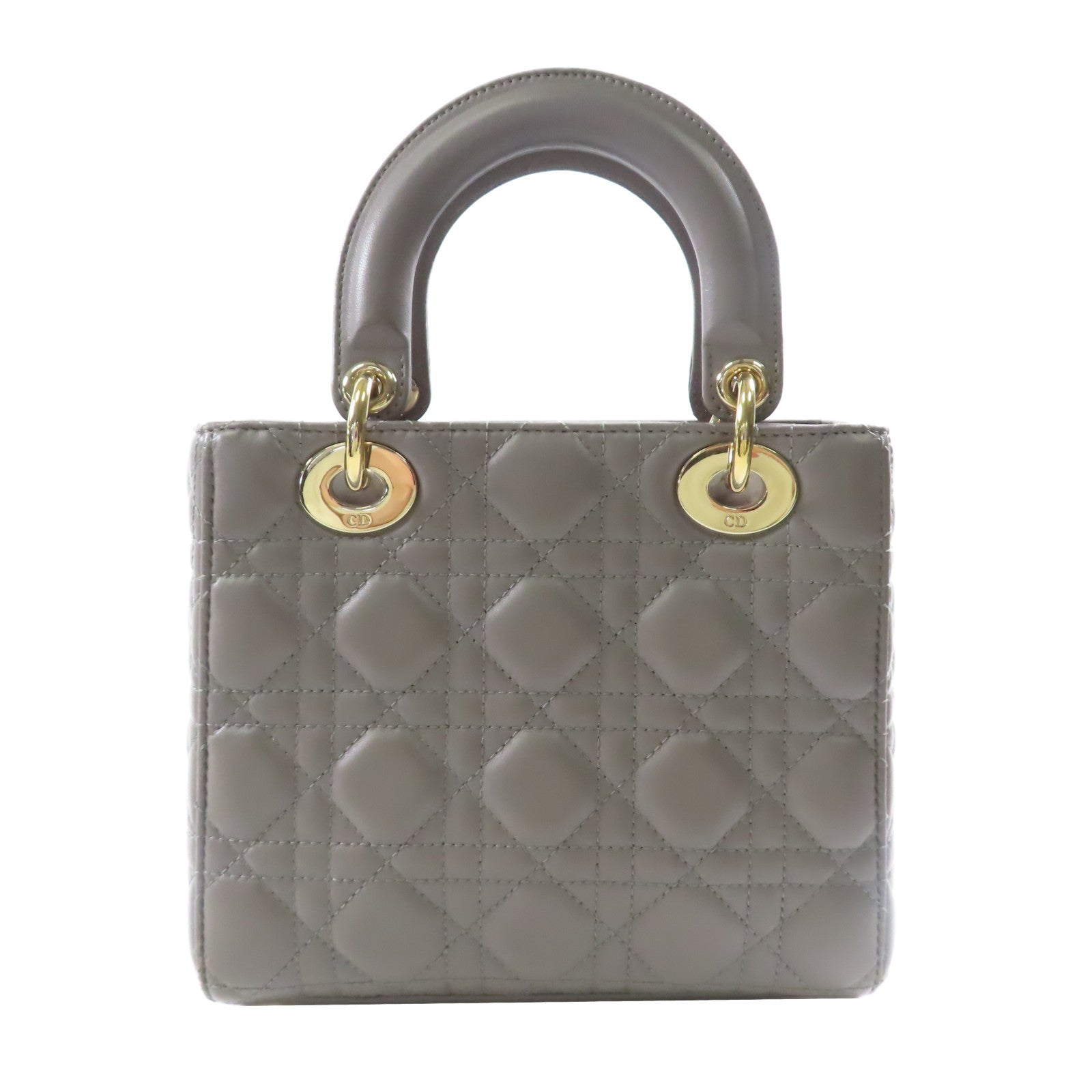 Dior 皮革Lady Dior My ABC Dior金扣手挽肩背兩用袋灰色