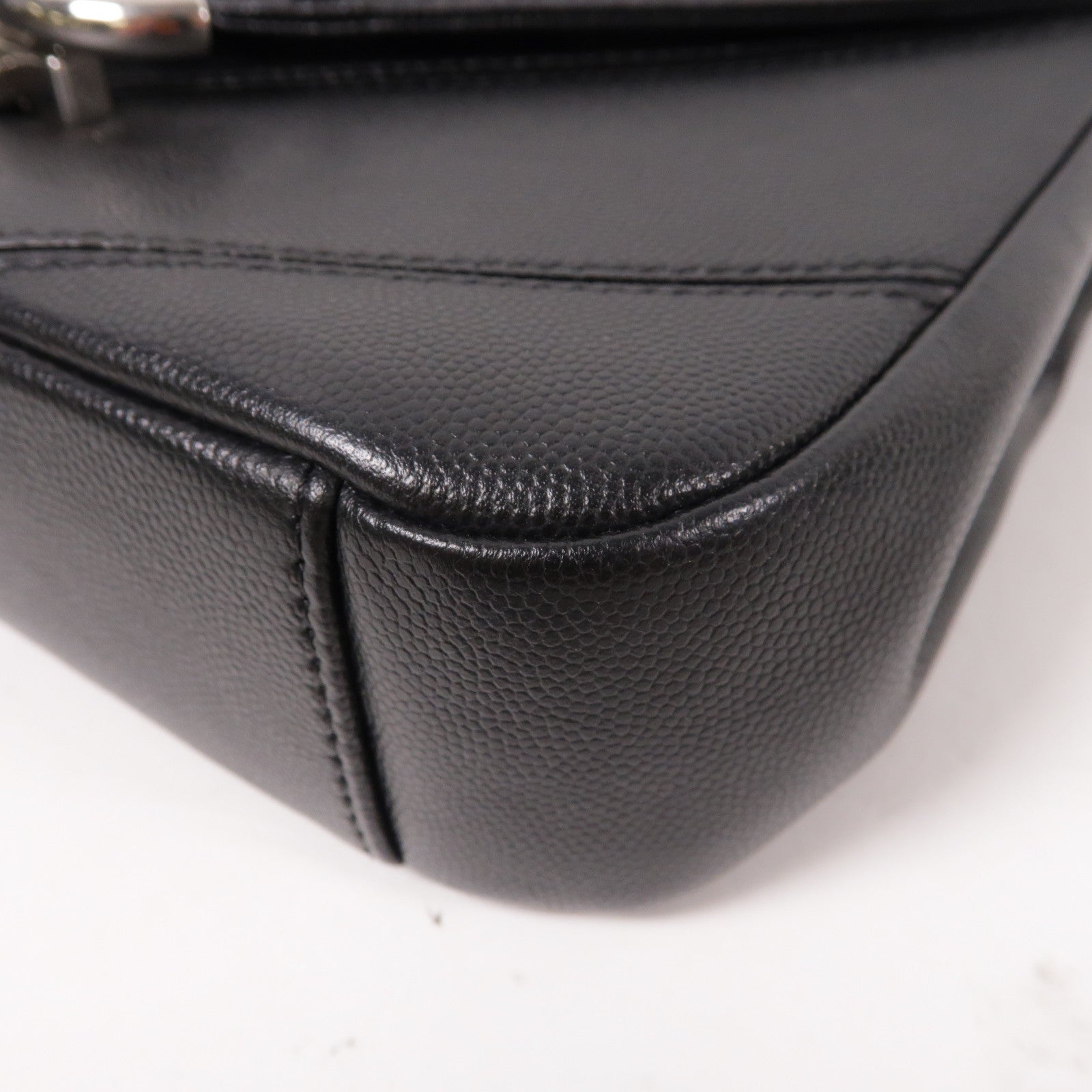 CHANEL 菱格牛皮皮革Chain Shoulder Bag銀扣鏈帶肩背袋黑色