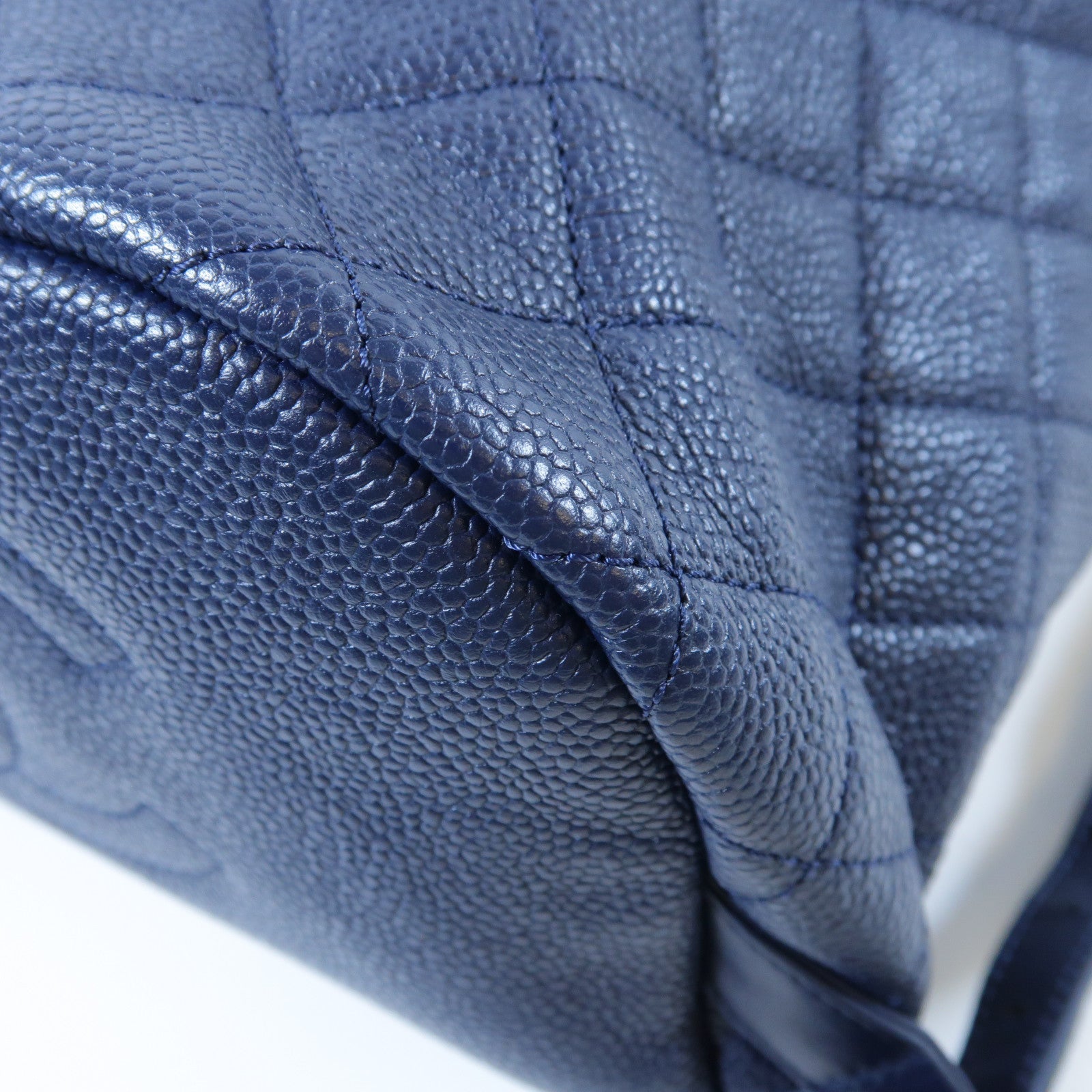 CHANEL 【激減優惠】菱格Caviar皮革Backpack金扣鏈帶背包藍色