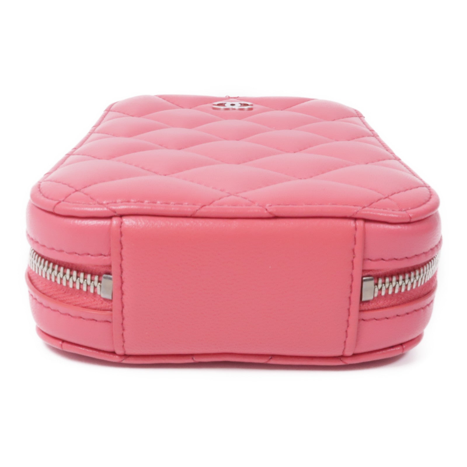 CHANEL 羊皮皮革Phone Holder銀扣鏈帶肩背袋