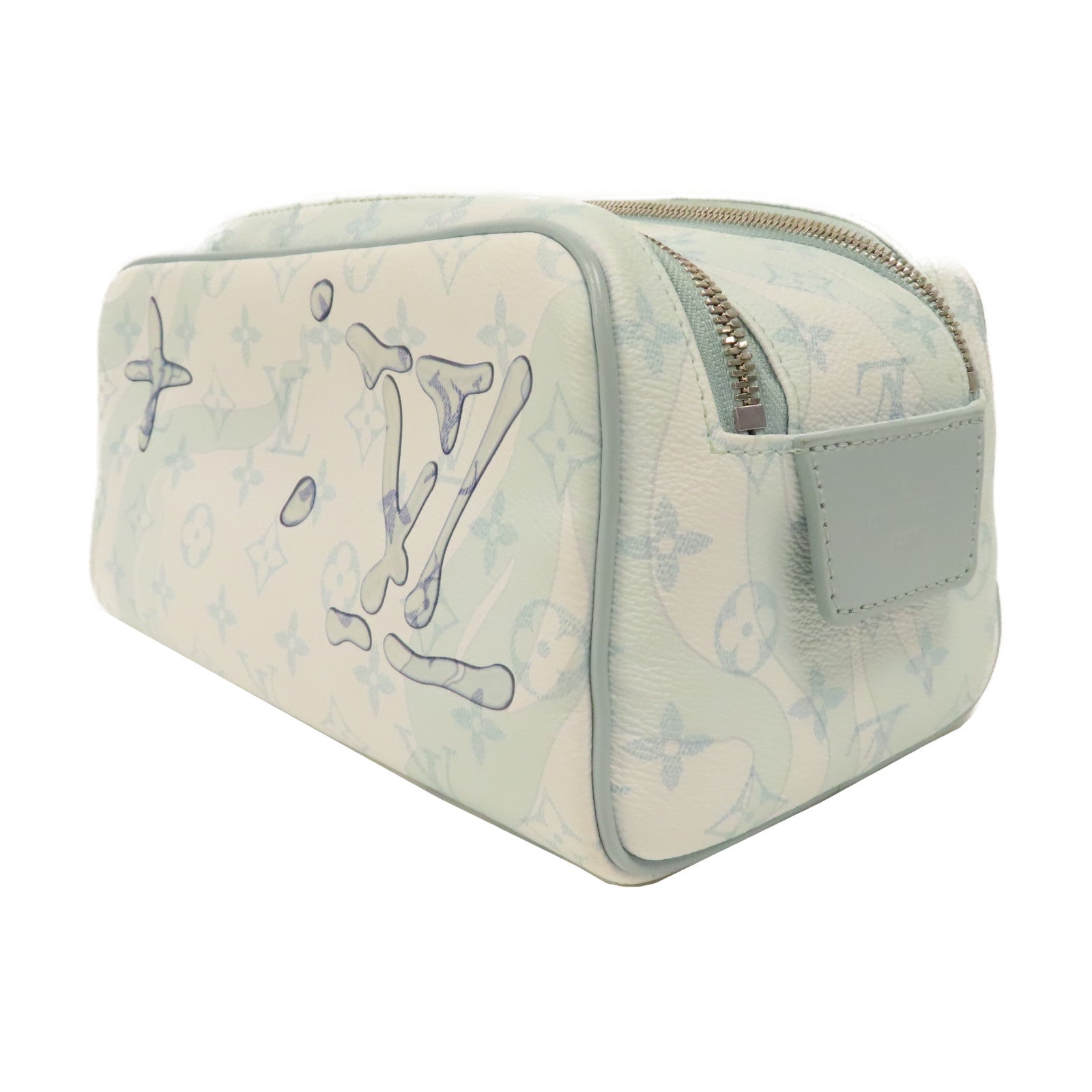 LOUIS VUITTON 【激減優惠】Monogram Aquagarden Dopp Kit銀扣手拿包藍色