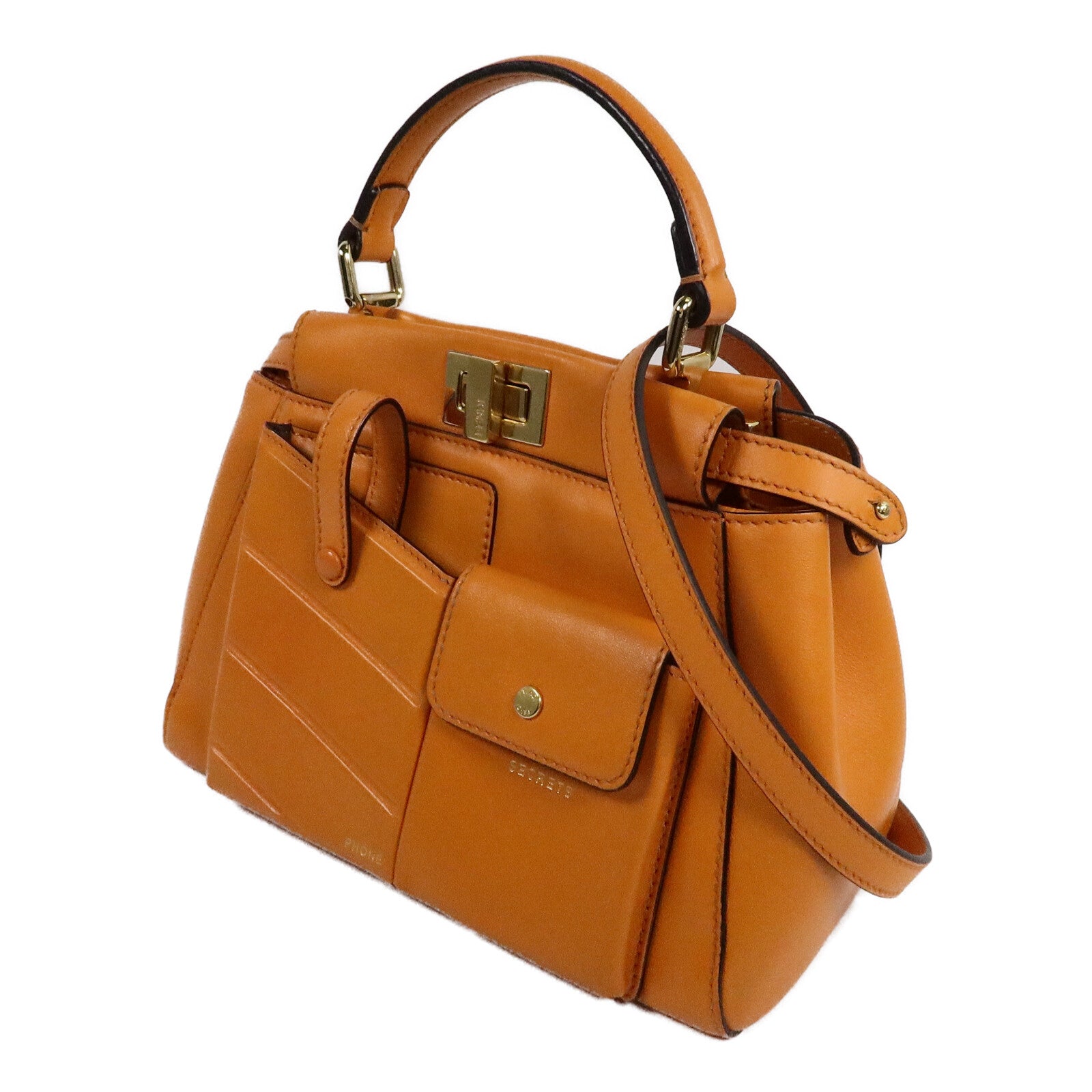 FENDI 羊皮皮革Peekaboo Mini Pocket手挽肩背兩用袋