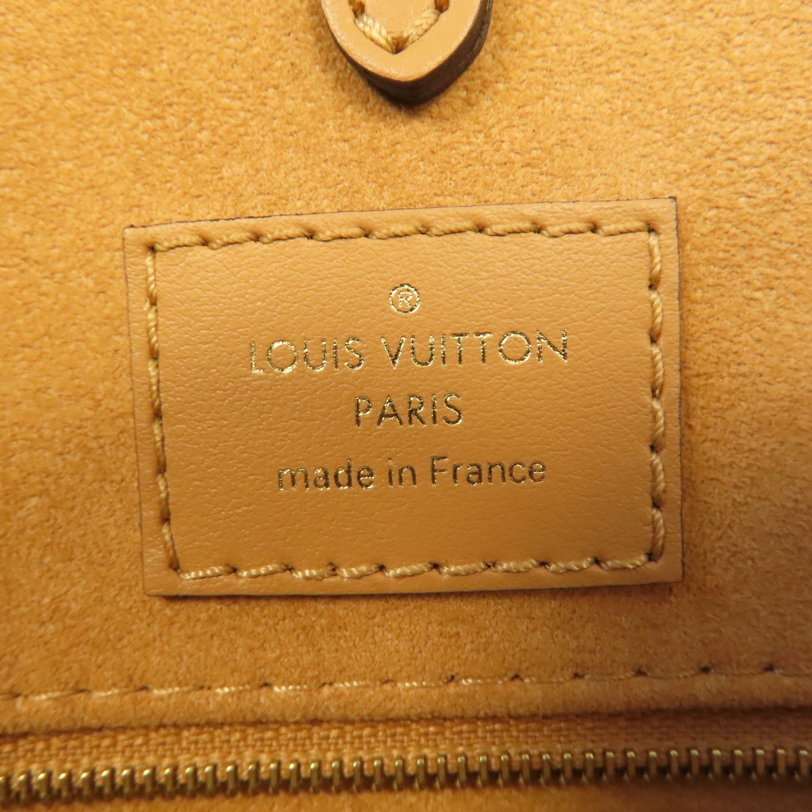 LOUIS VUITTON Monogram Empreinte On The Go MM金扣手挽肩背兩用袋駝色