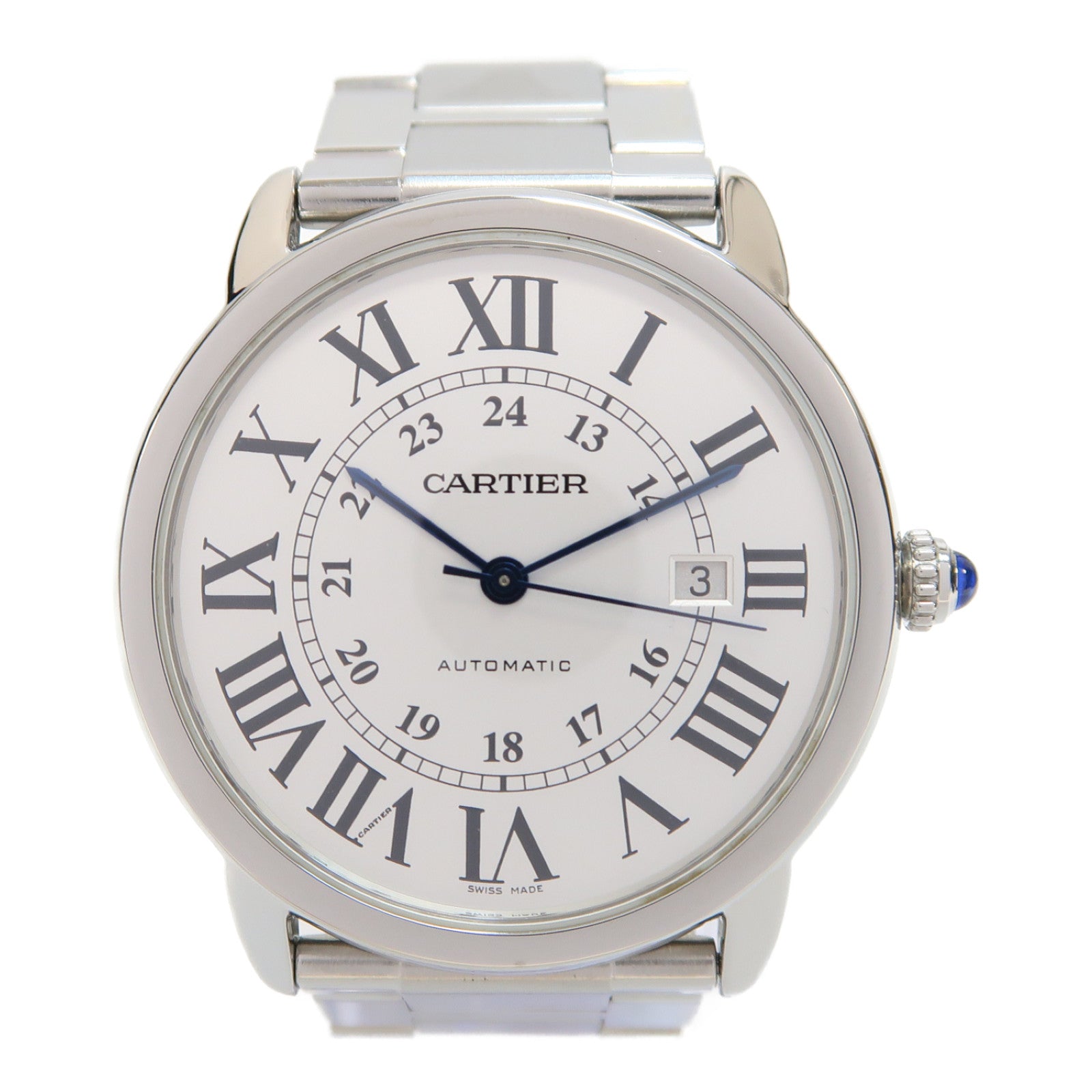 CARTIER Ronde Solo不鏽鋼手錶自動機芯白色